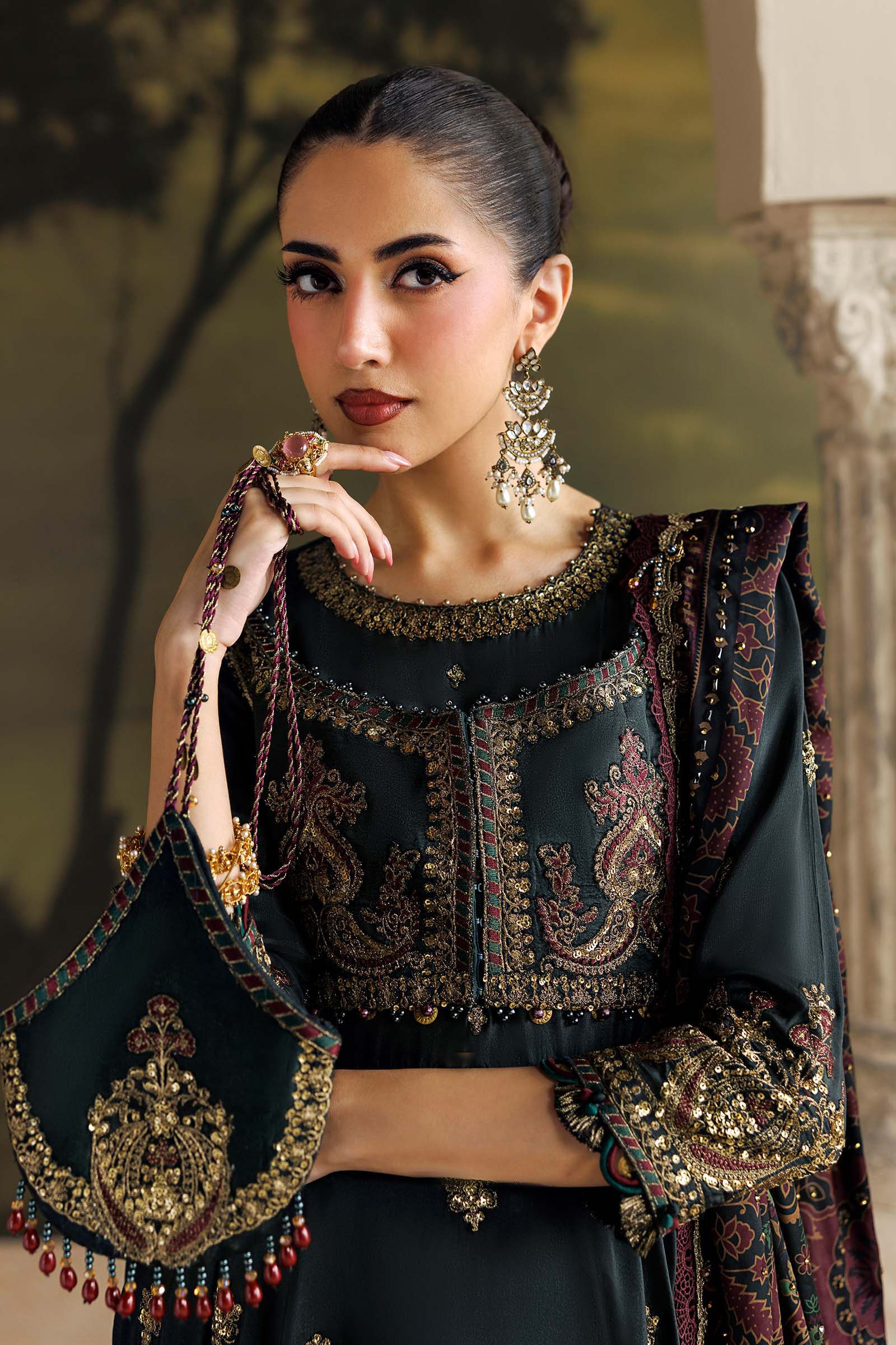 3 Piece Unstitched Embroidered Tusser Silk Suit