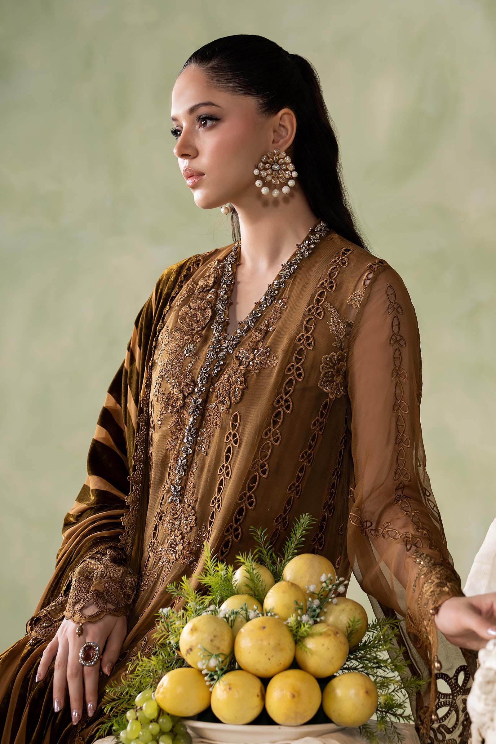 3 Piece Embroidered Chiffon Suit
