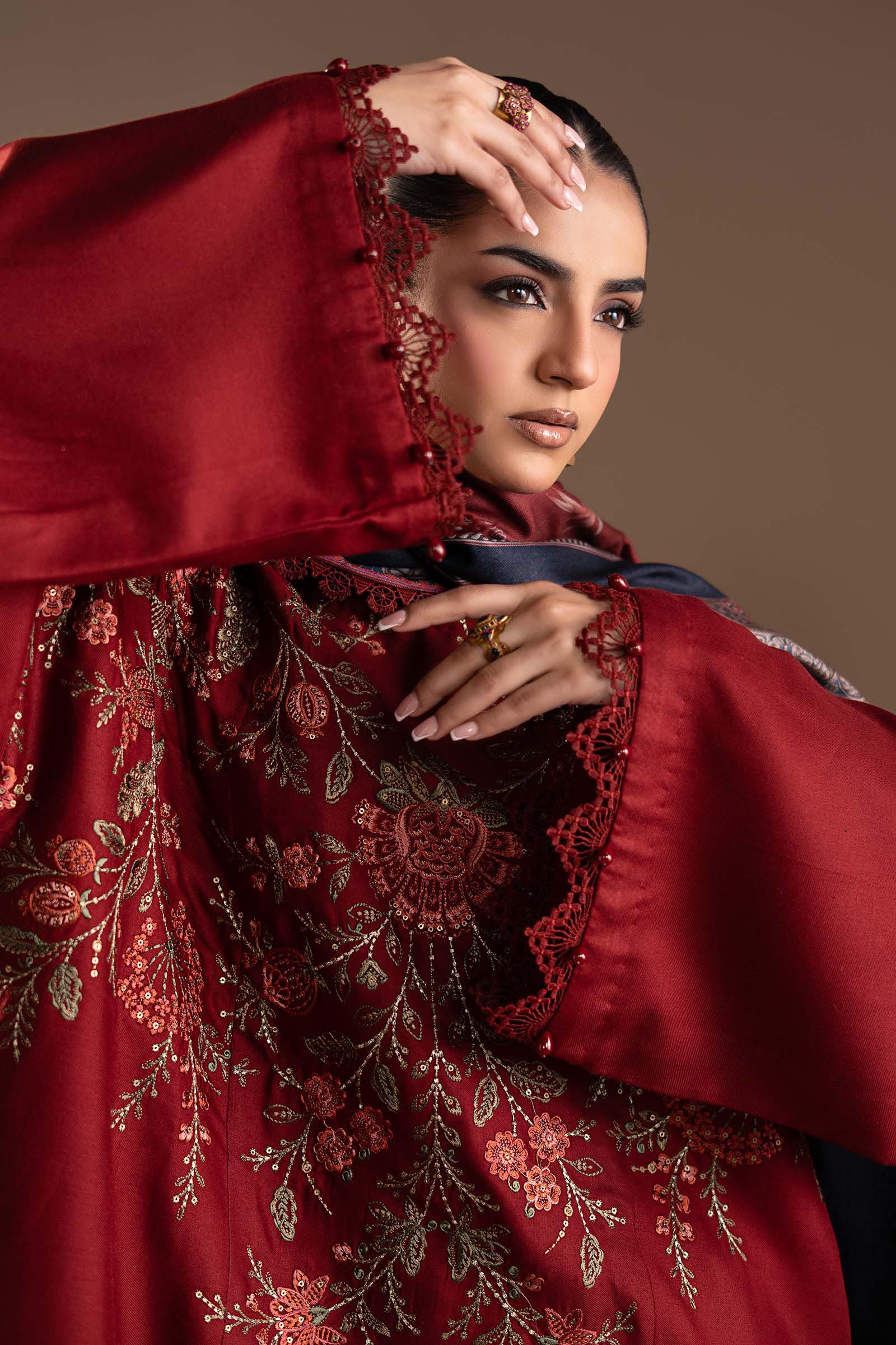 3 Piece Embroidered Twill Linen Suit