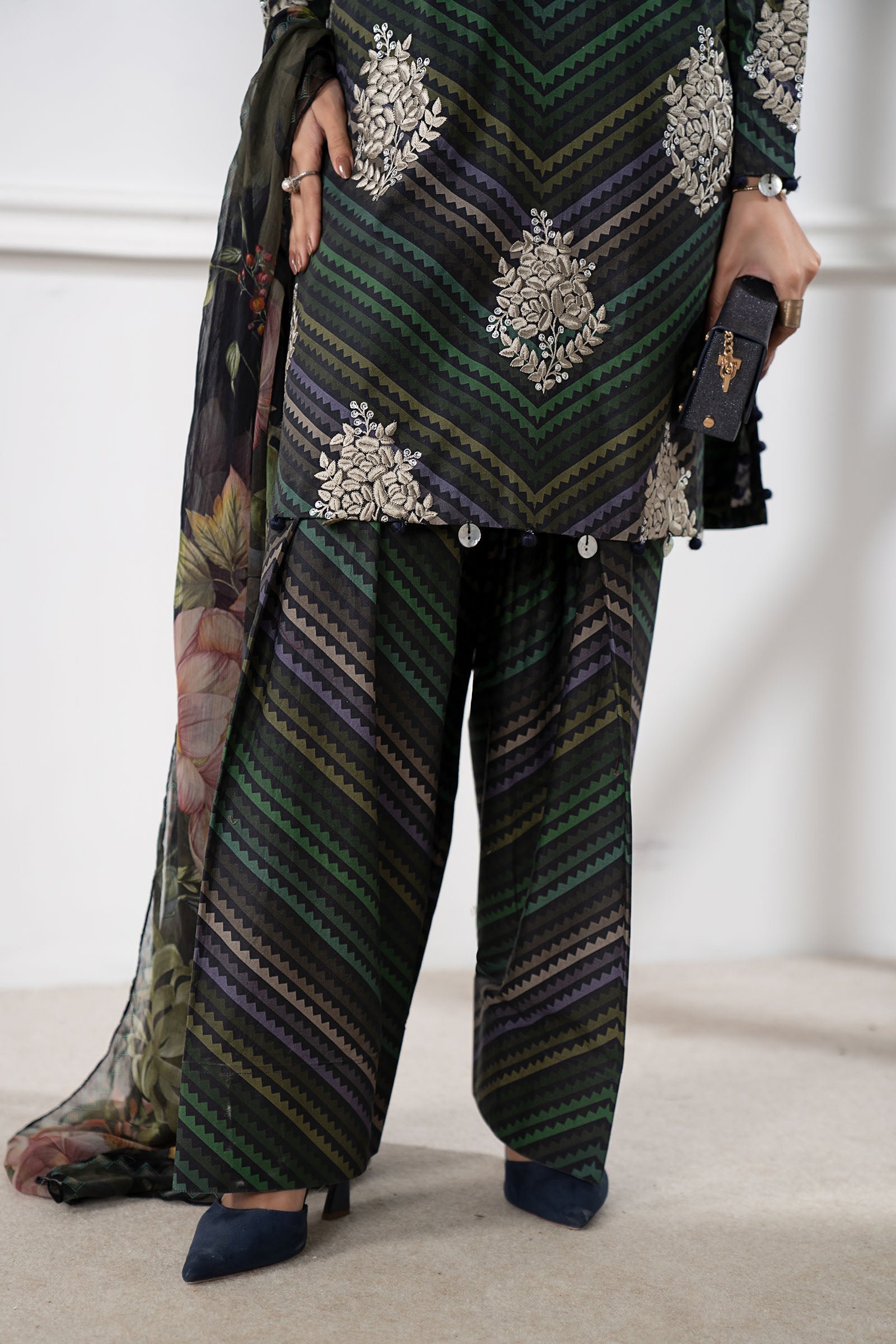 3 Piece Embroidered Cambric Suit