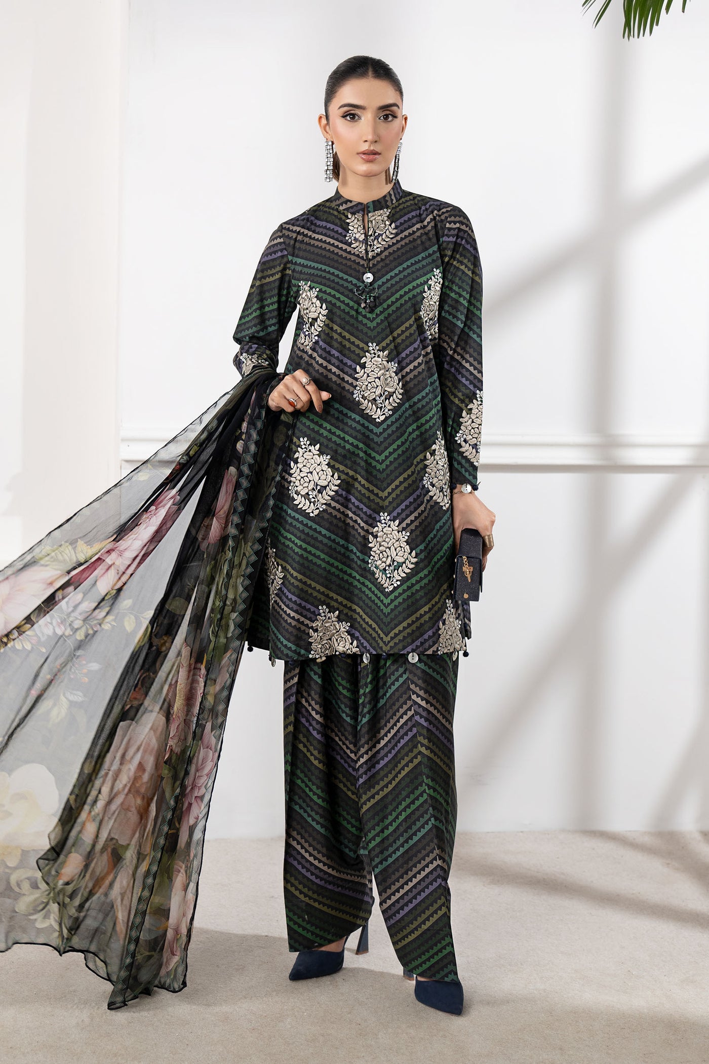 3 Piece Embroidered Cambric Suit