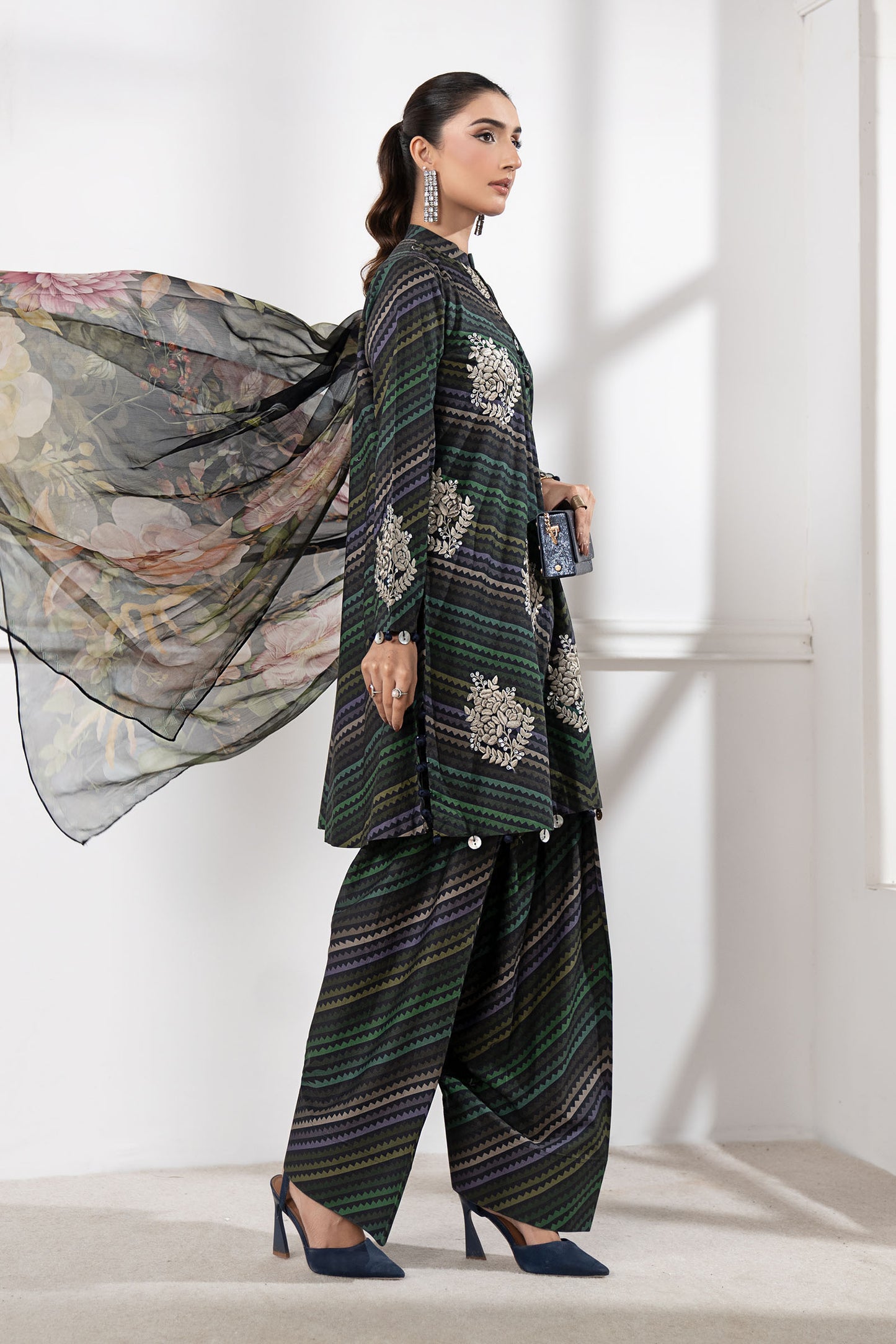 3 Piece Embroidered Cambric Suit