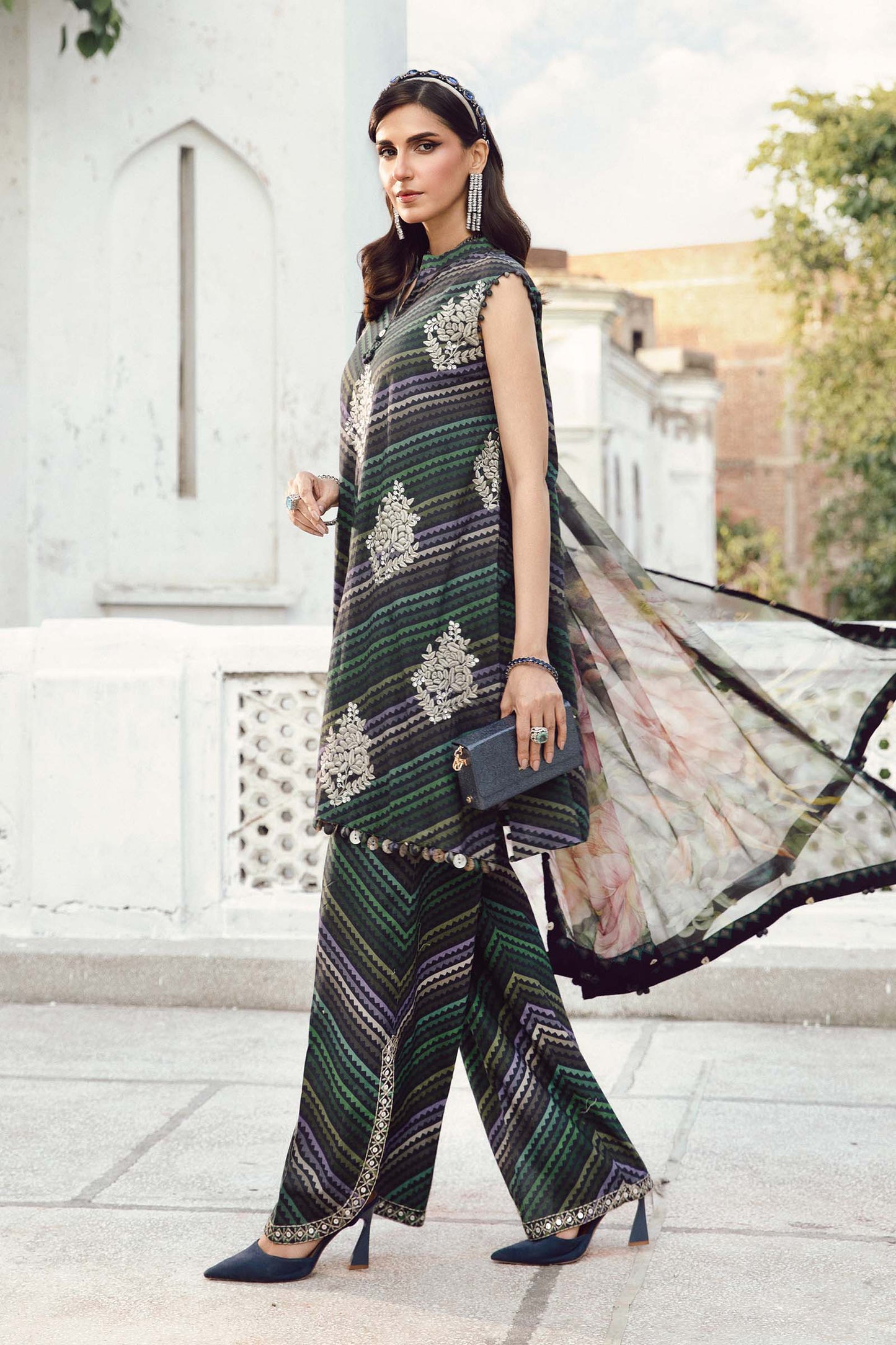 3 Piece Unstitched Embroidered Cambric Suit | MPT-2705-A