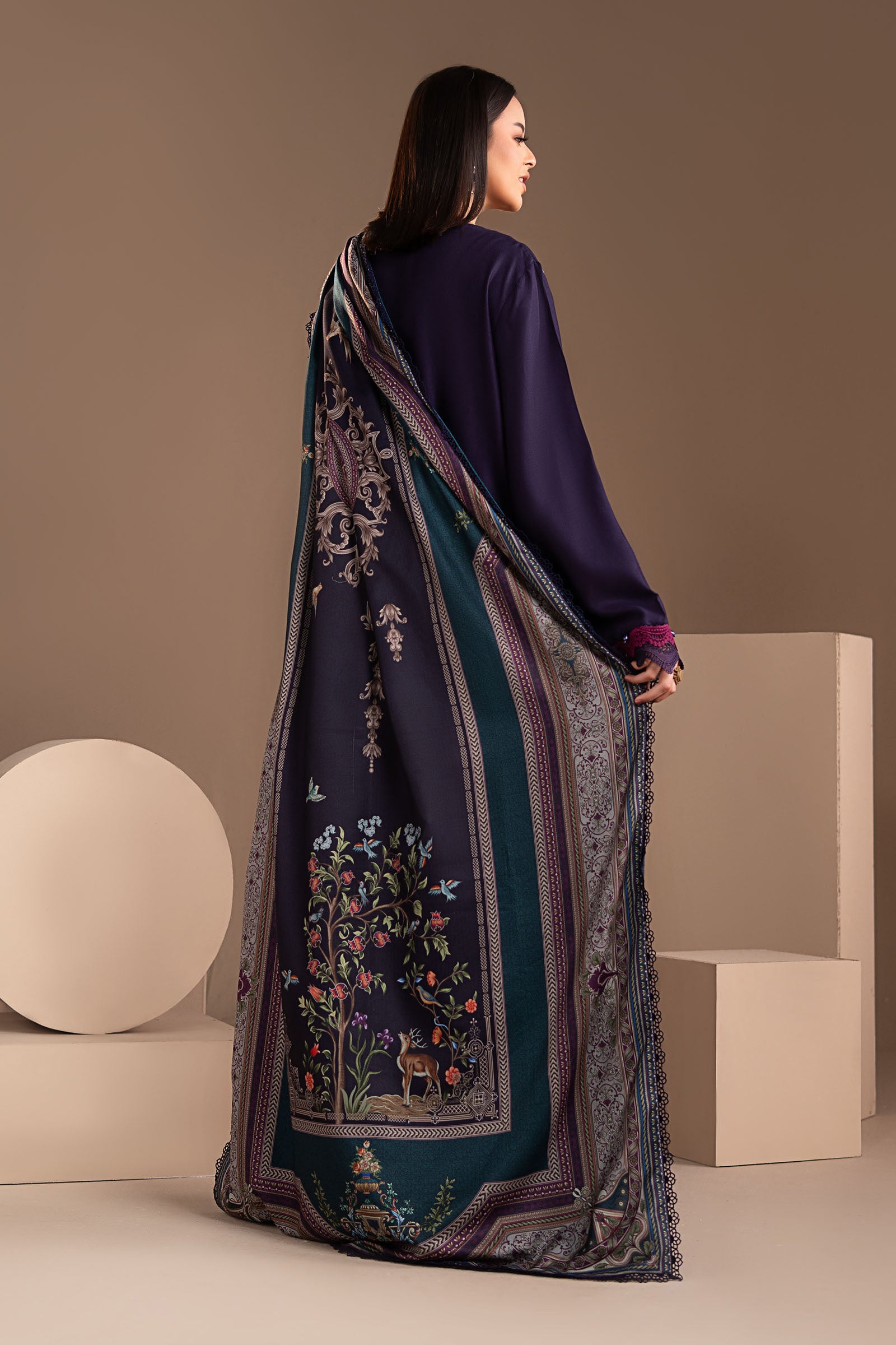 3 Piece Embroidered Twill Linen Suit