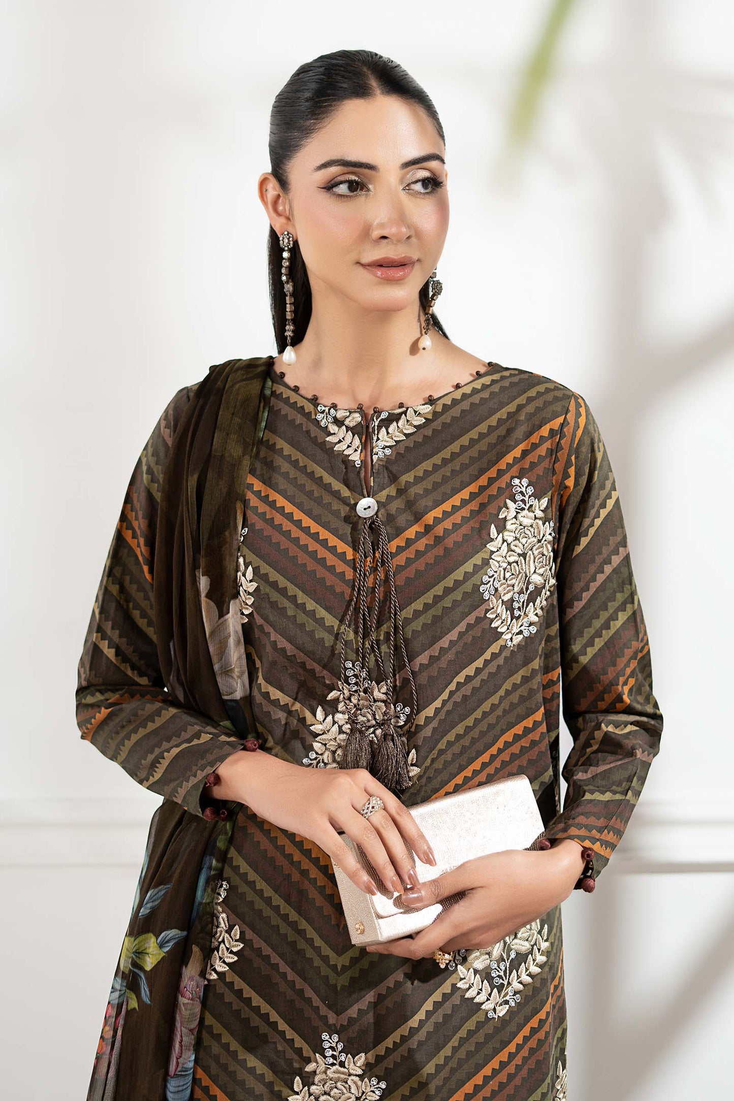 3 Piece Embroidered Cambric Suit