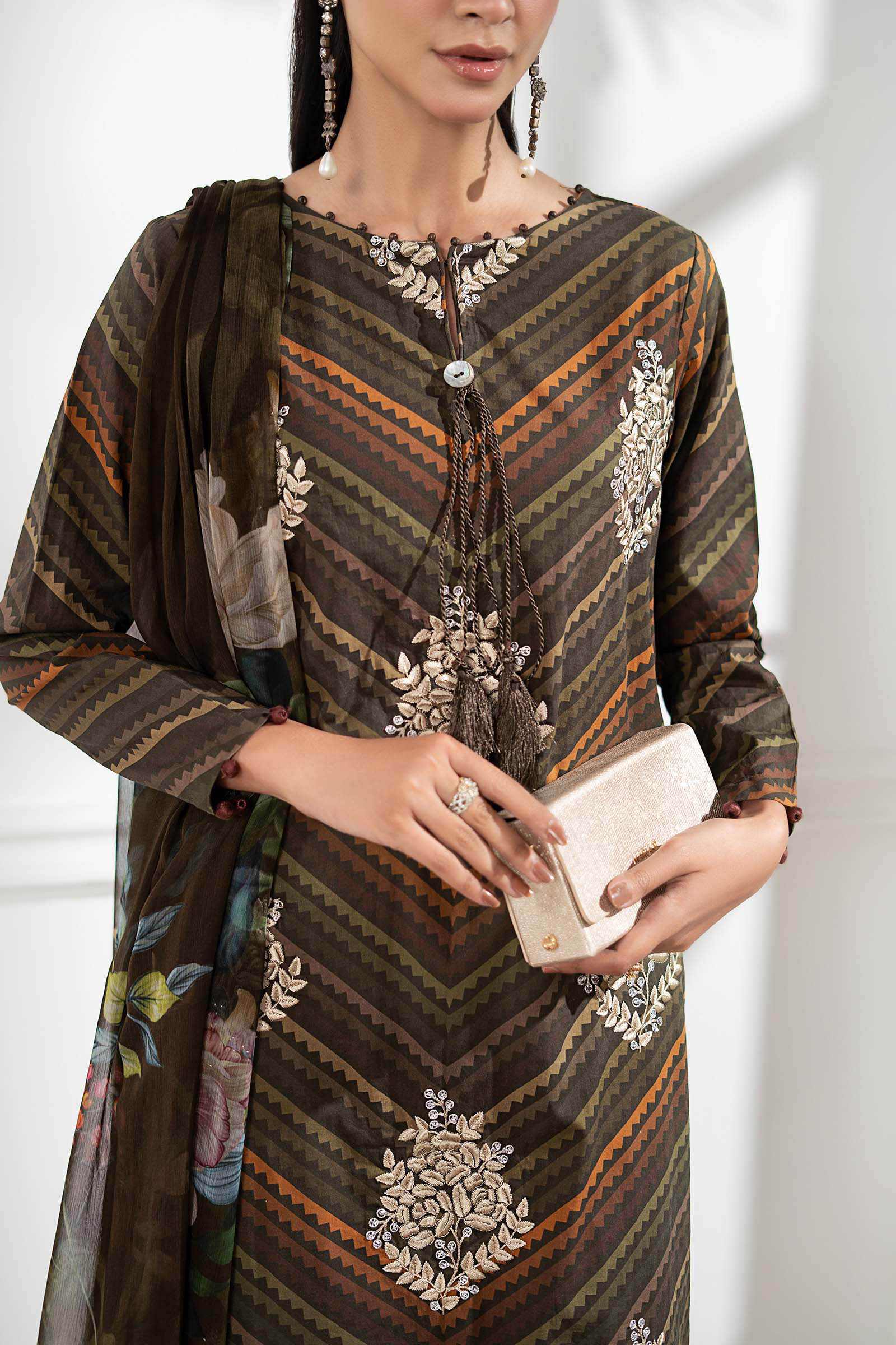 3 Piece Embroidered Cambric Suit