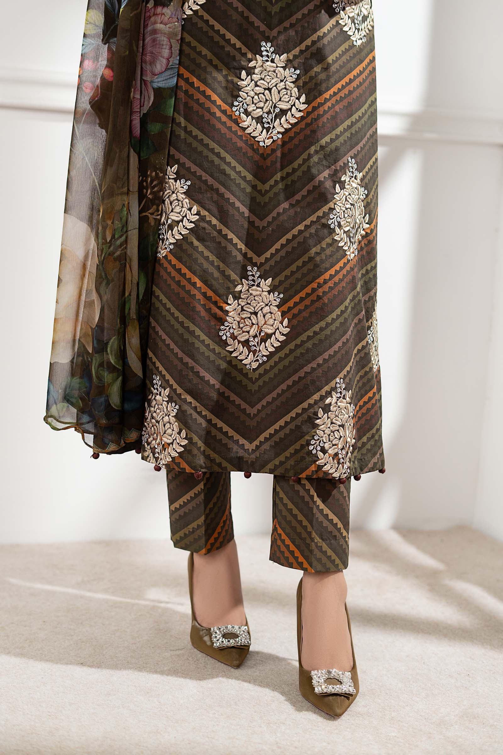 3 Piece Embroidered Cambric Suit