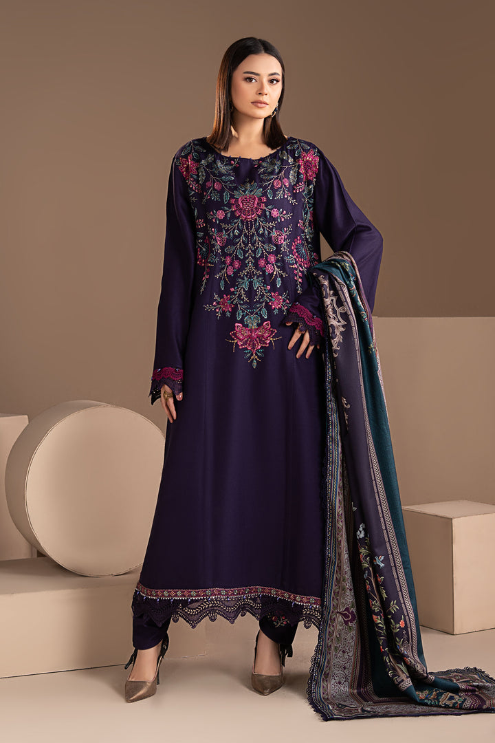 3 Piece Embroidered Twill Linen Suit All Products MS2805B-SML-00B