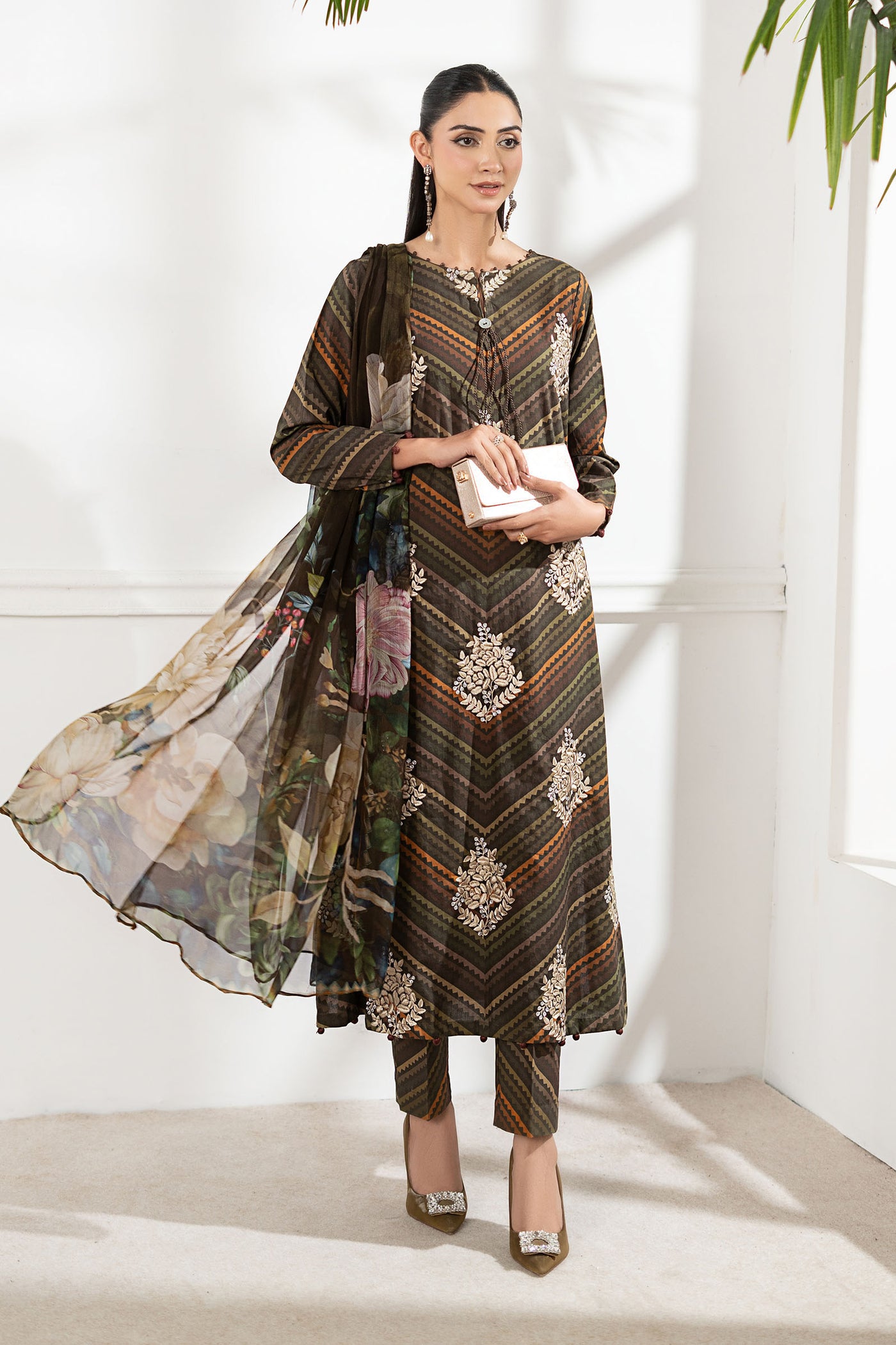3 Piece Embroidered Cambric Suit