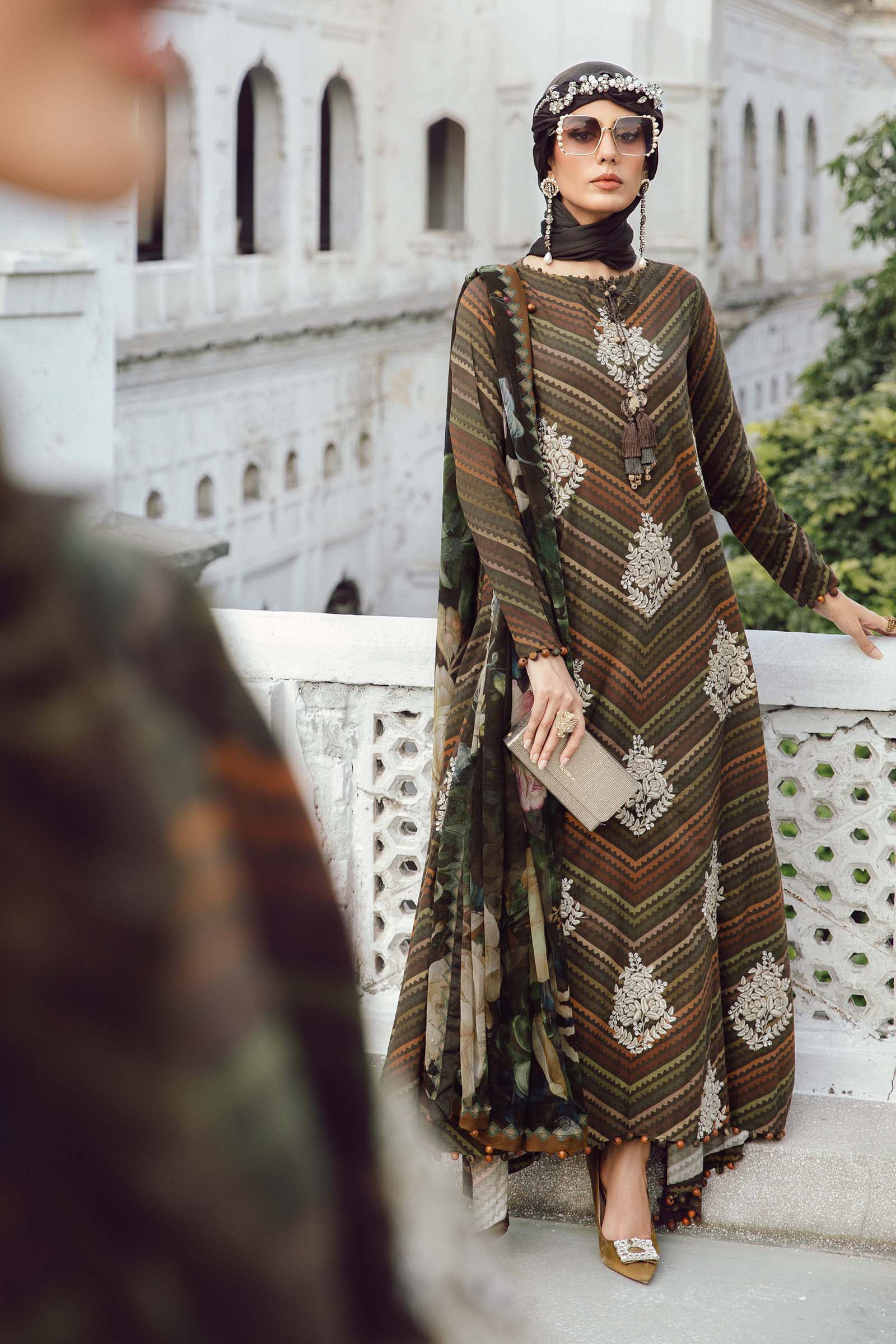3 Piece Unstitched Embroidered Cambric Suit | MPT-2705-B