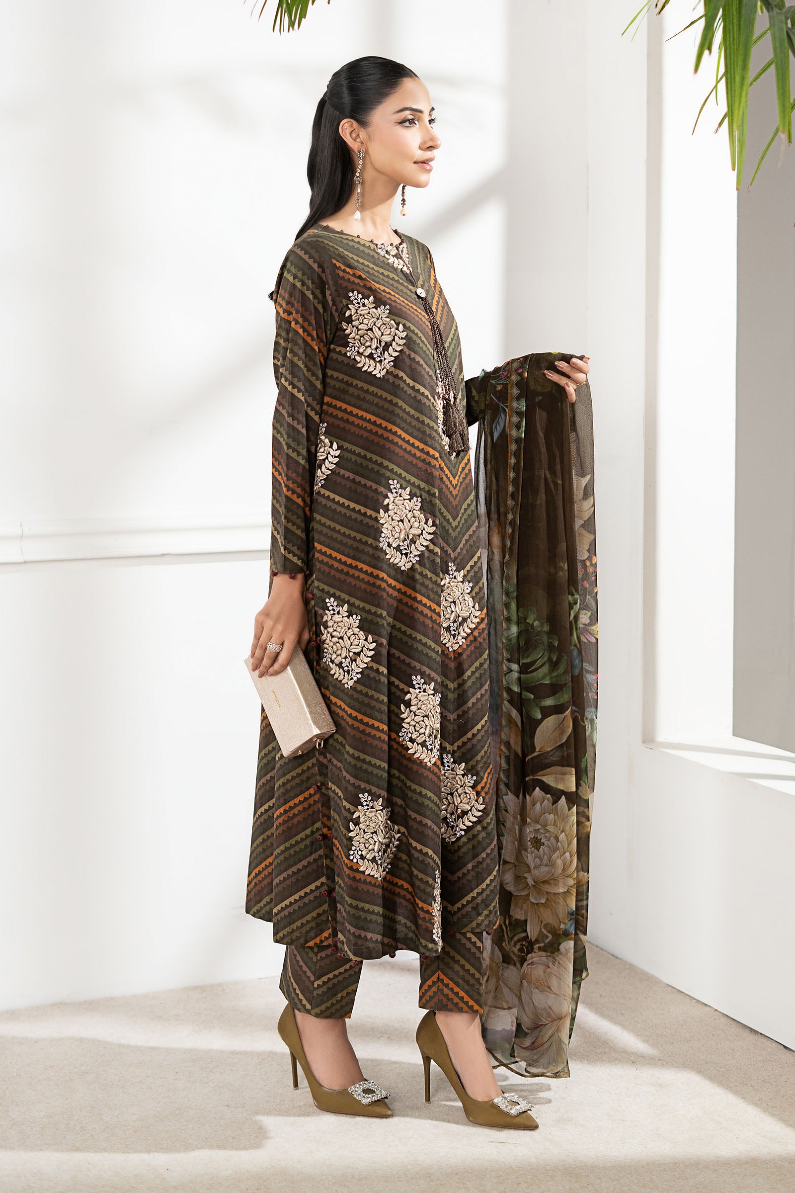 3 Piece Embroidered Cambric Suit