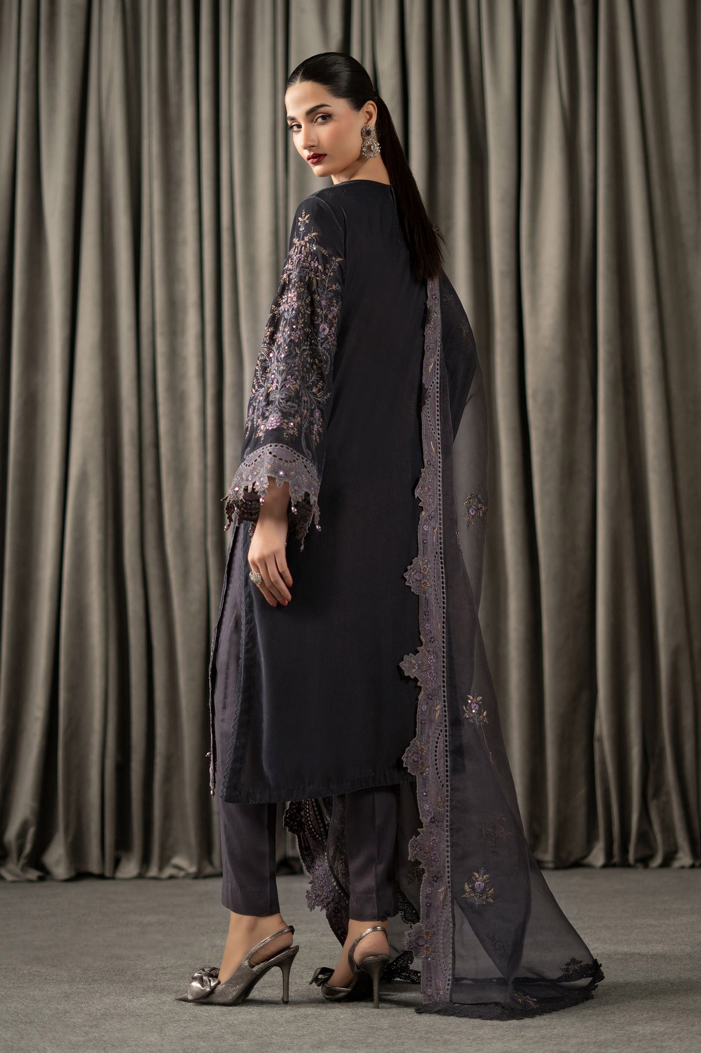 3 Piece Embroidered Velvet Suit