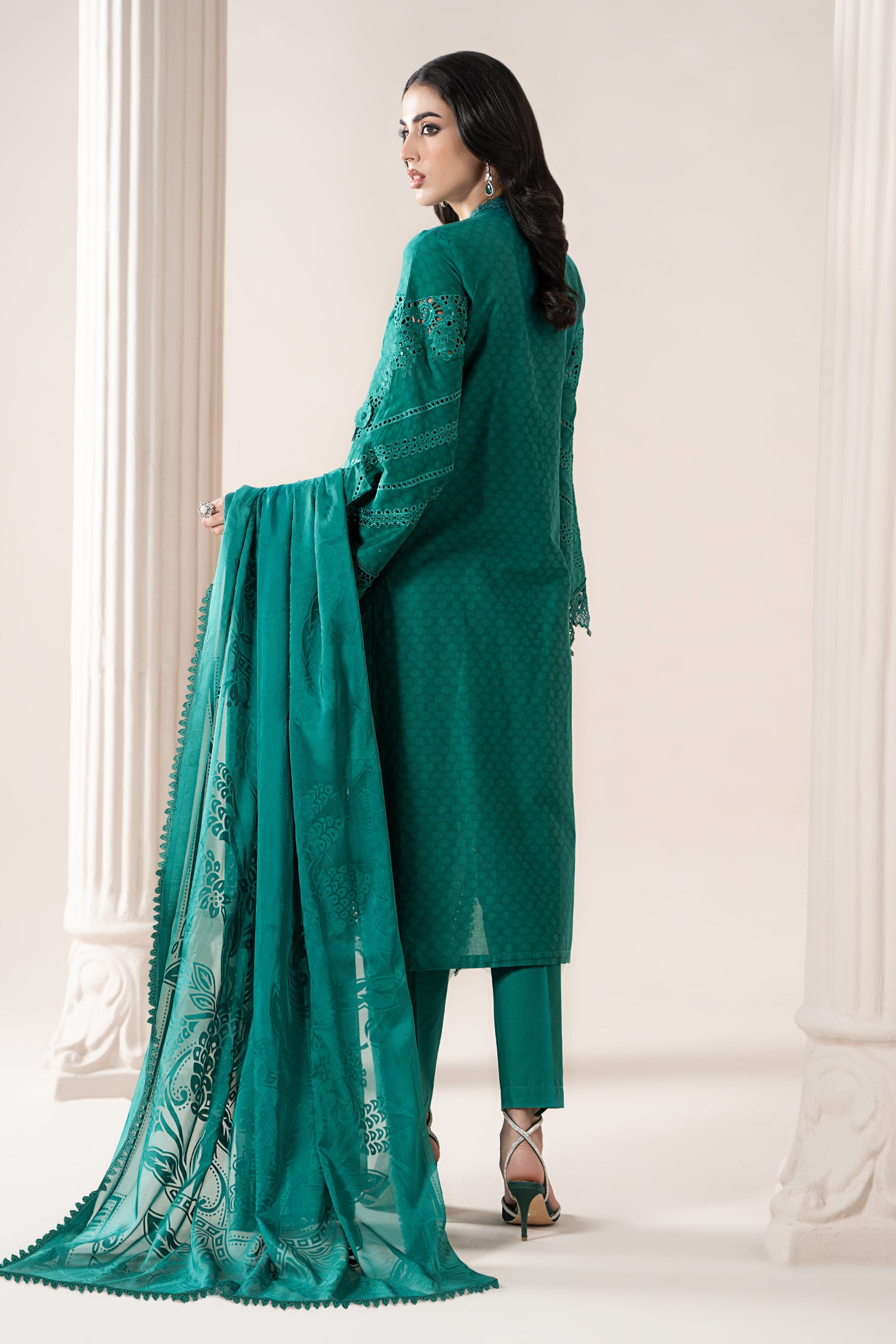 3 Piece Embroidered Jacquard Lawn Suit | ELS-25-05