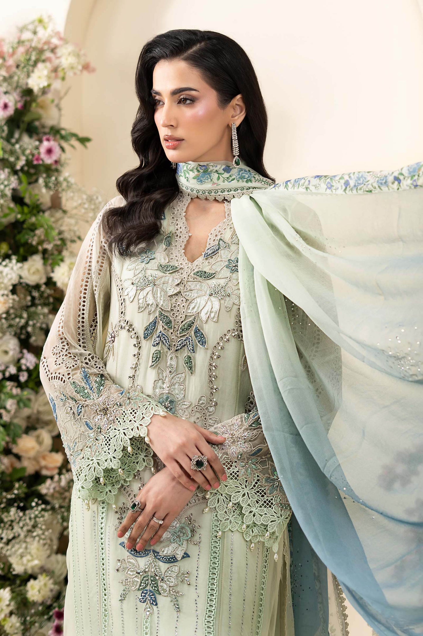 3 Piece Embroidered Chiffon Suit