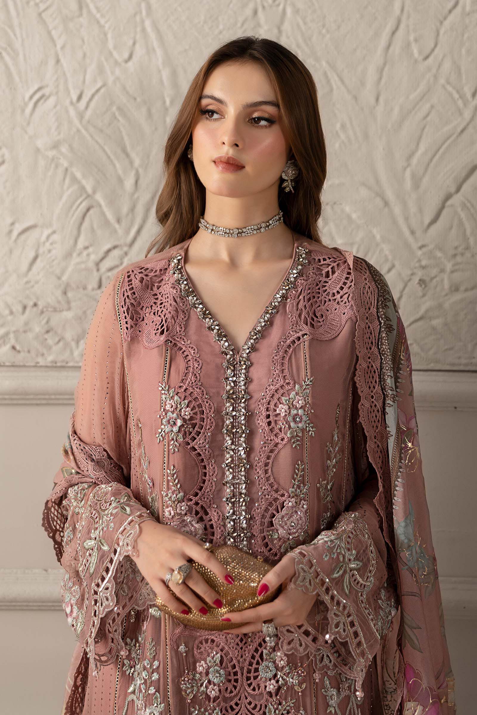3 Piece Embroidered Chiffon Suit | MCS-25-105