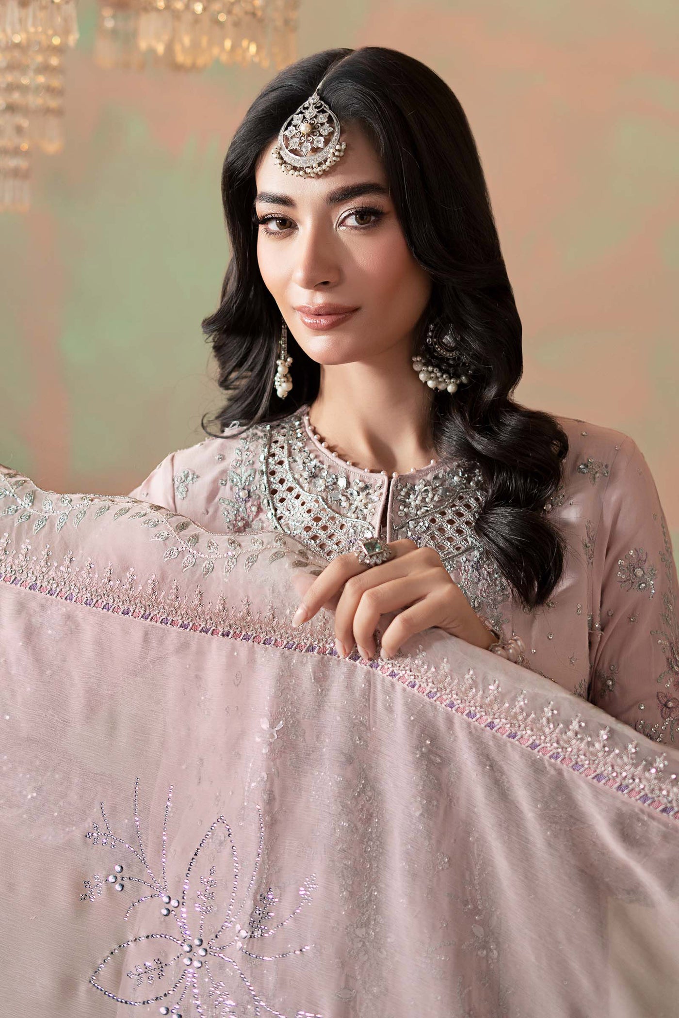 3 Piece Embroidered Raw Silk Suit