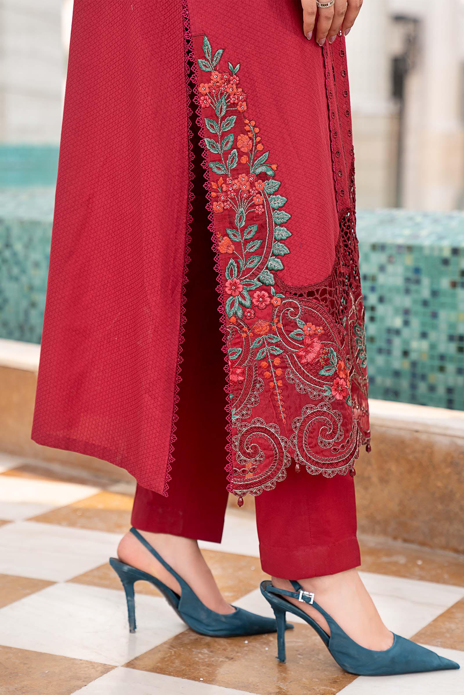 3 Piece Embroidered Jacquard Lawn Suit