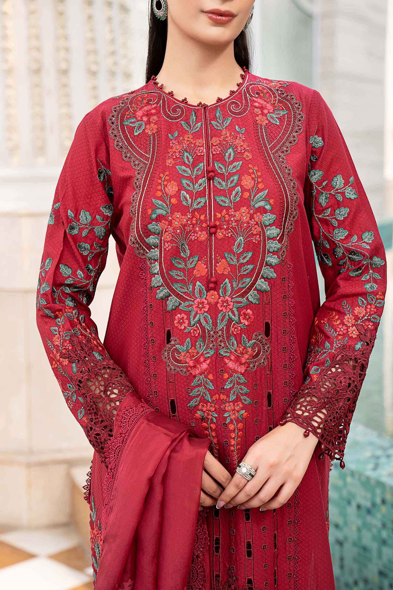 3 Piece Embroidered Jacquard Lawn Suit
