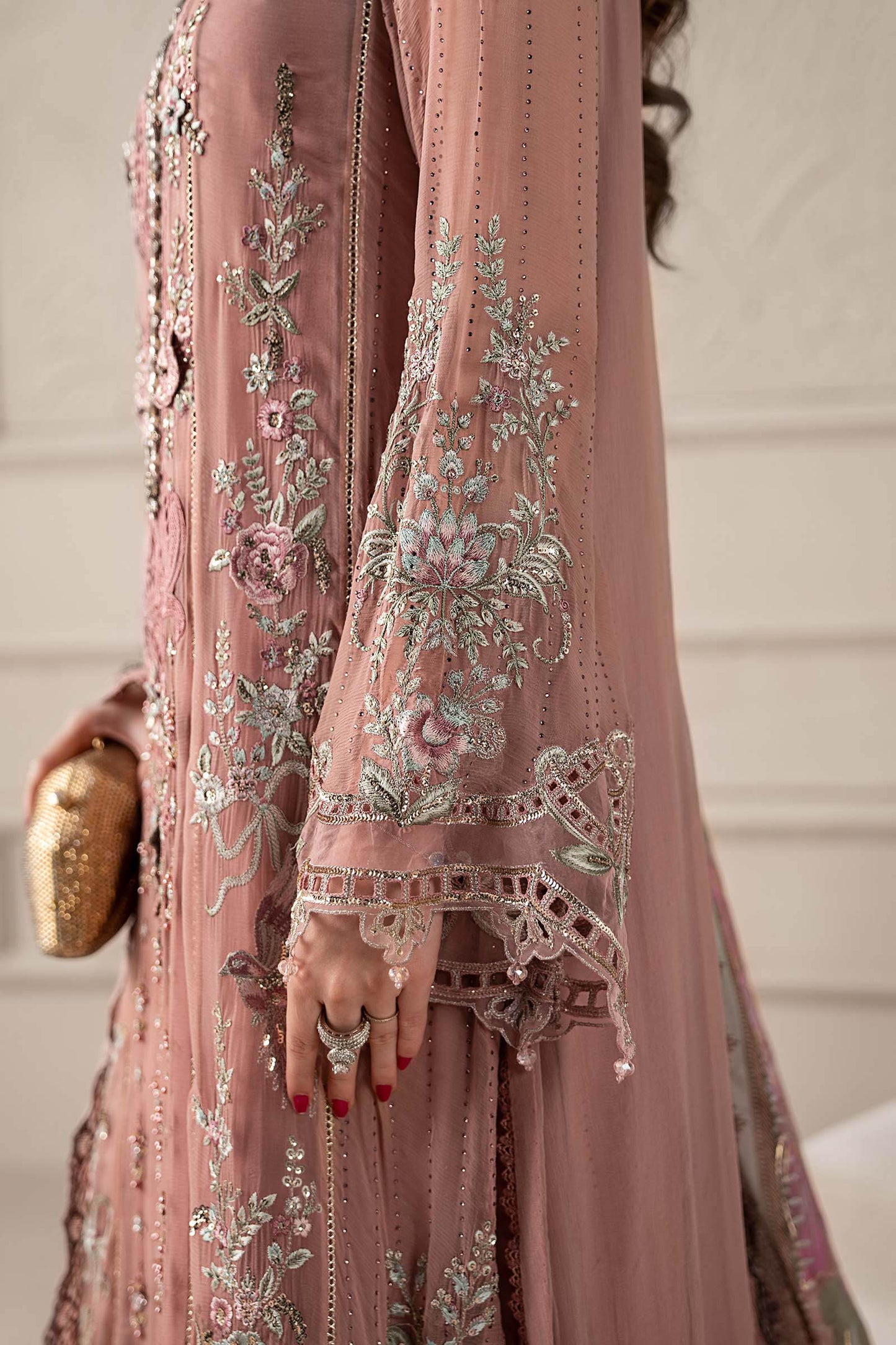 3 Piece Embroidered Chiffon Suit | MCS-25-105