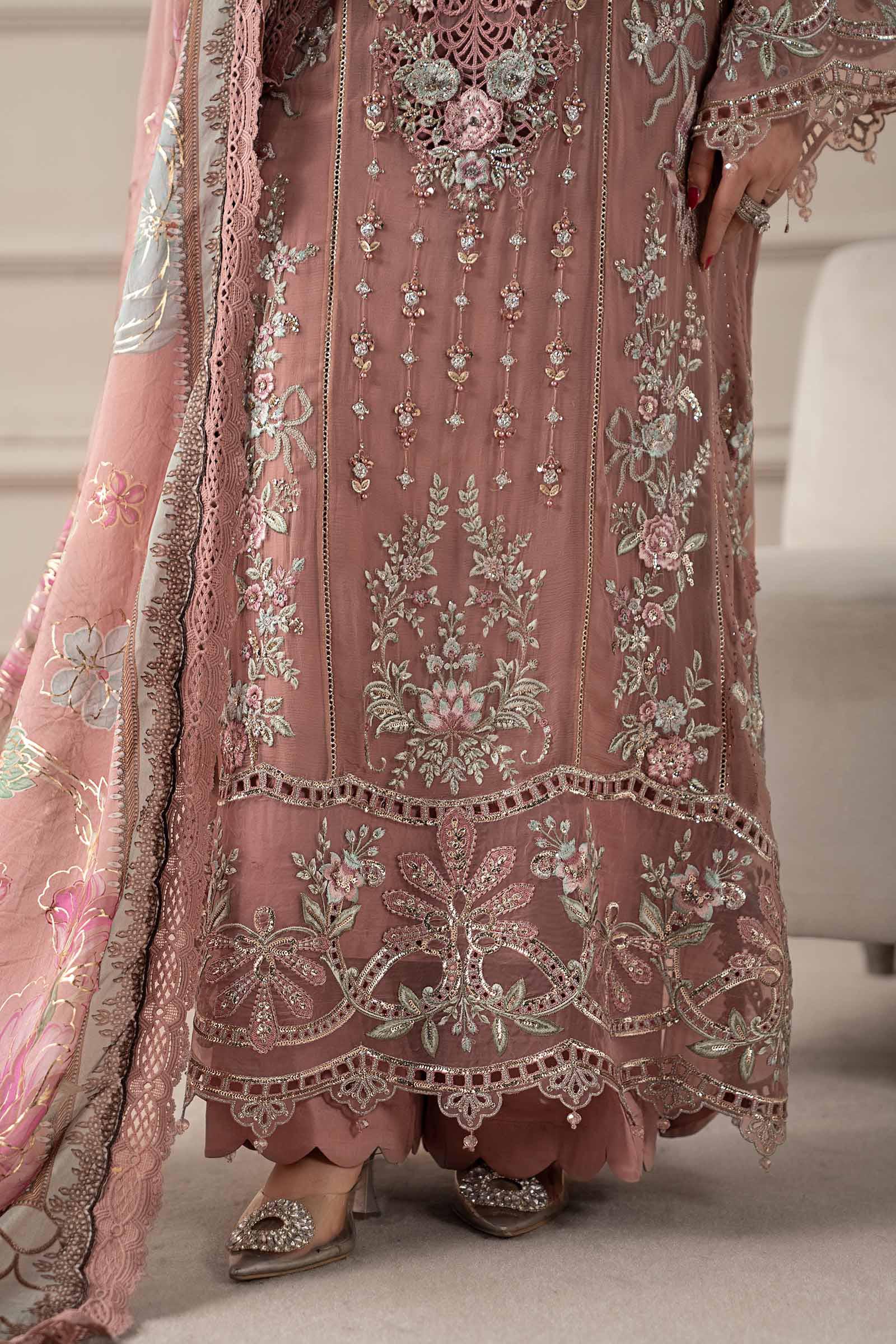3 Piece Embroidered Chiffon Suit | MCS-25-105