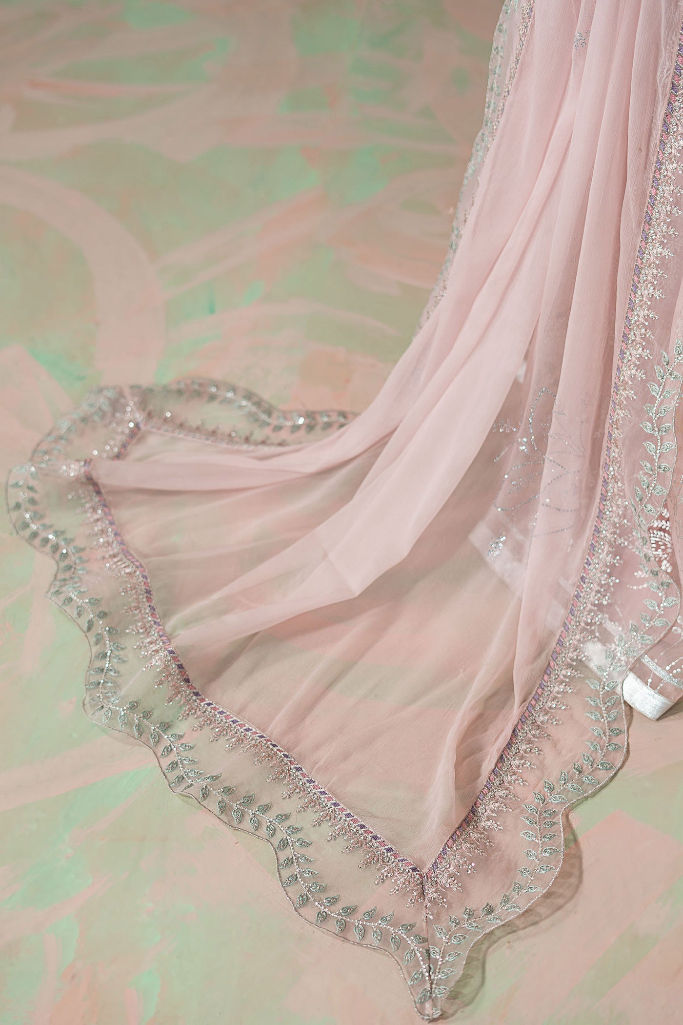 3 Piece Embroidered Raw Silk Suit