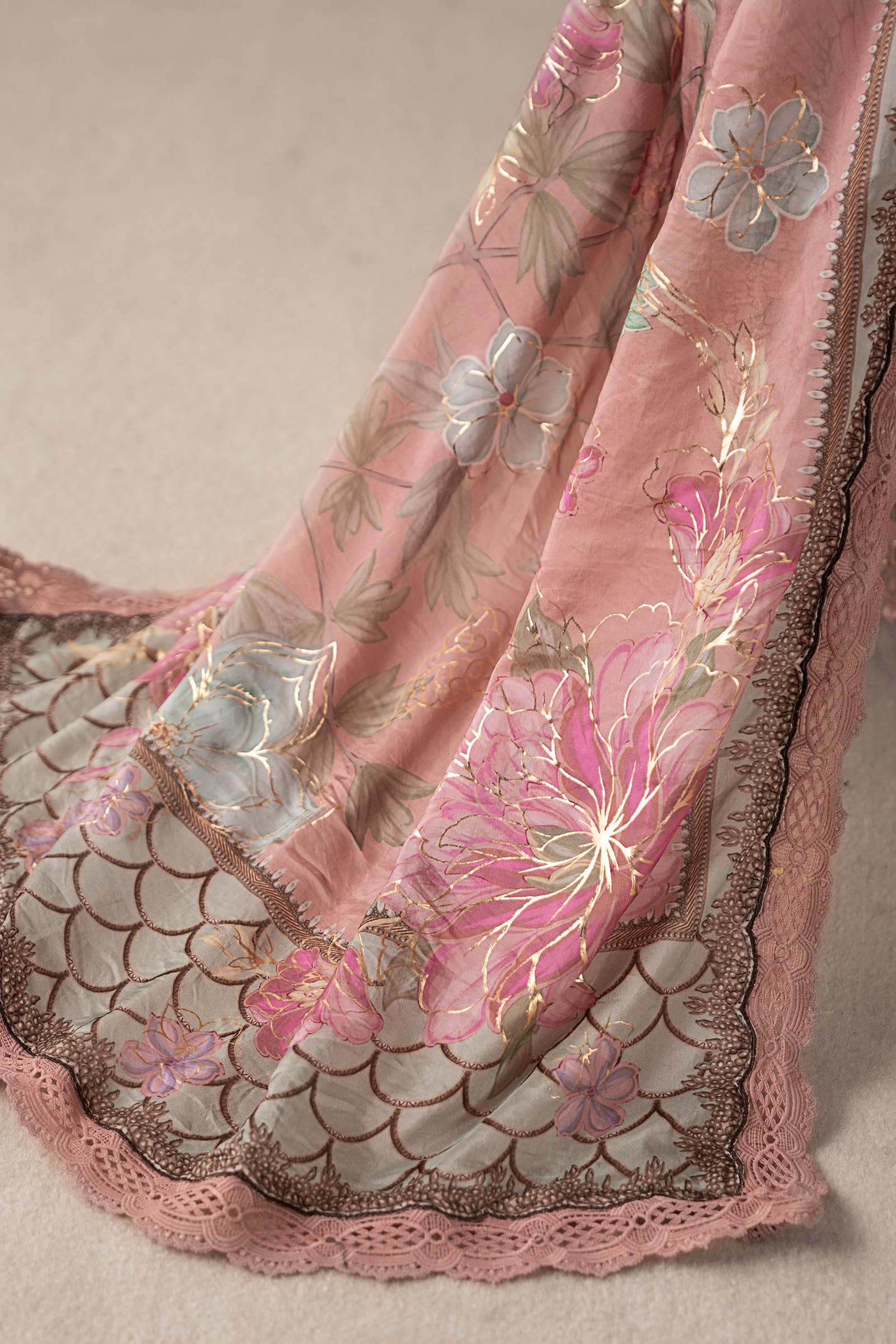 3 Piece Embroidered Chiffon Suit | MCS-25-105