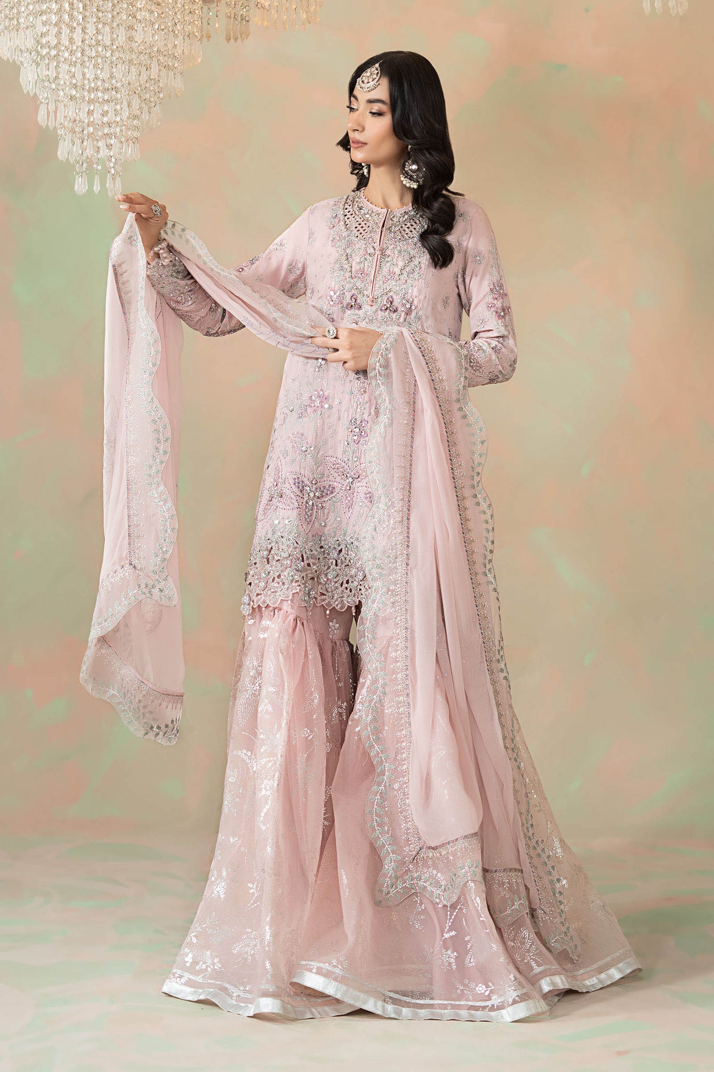 3 Piece Embroidered Raw Silk Suit