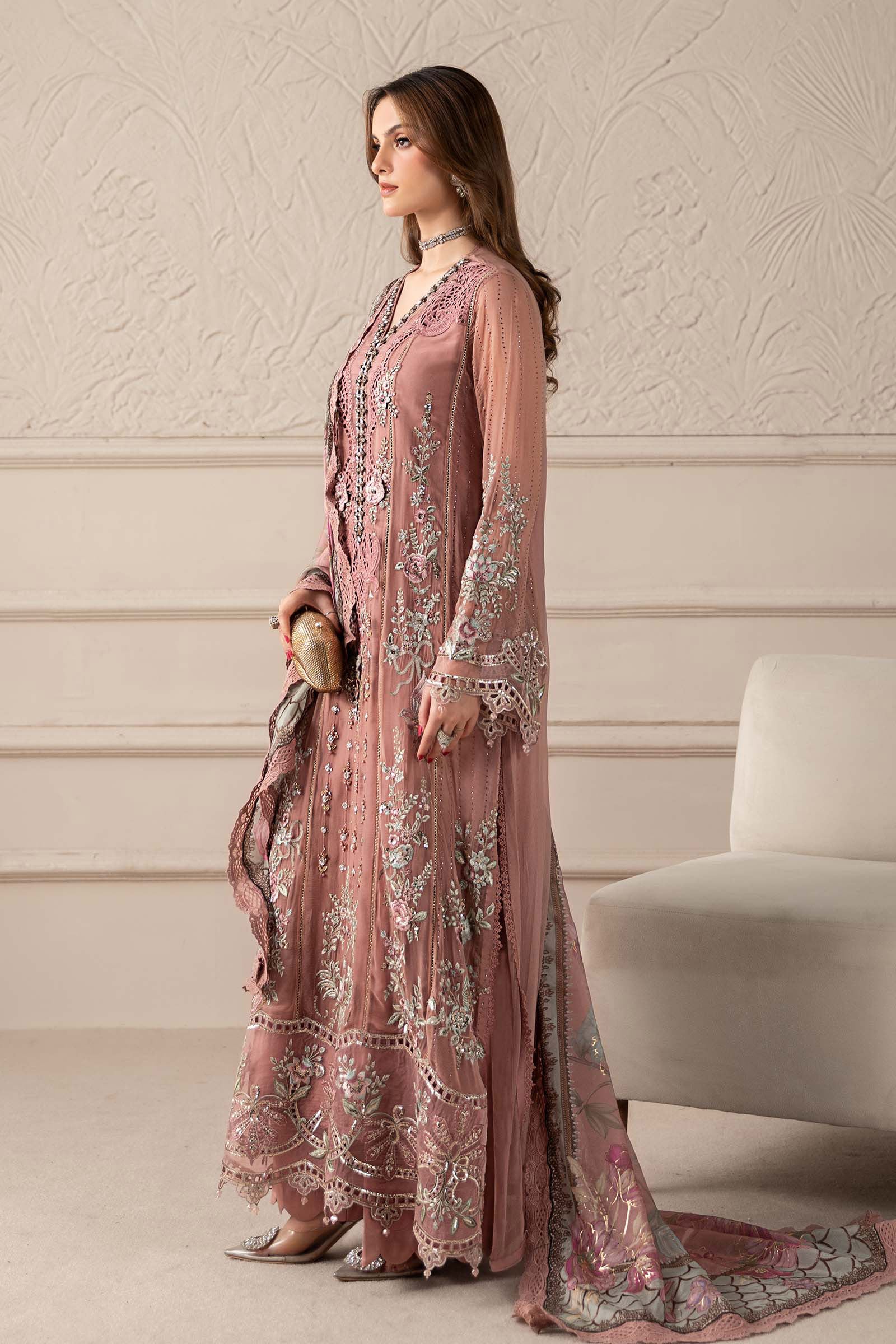 3 Piece Embroidered Chiffon Suit | MCS-25-105
