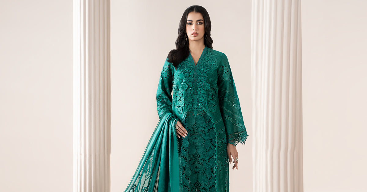 3 Piece Embroidered Jacquard Lawn Suit | ELS-25-05