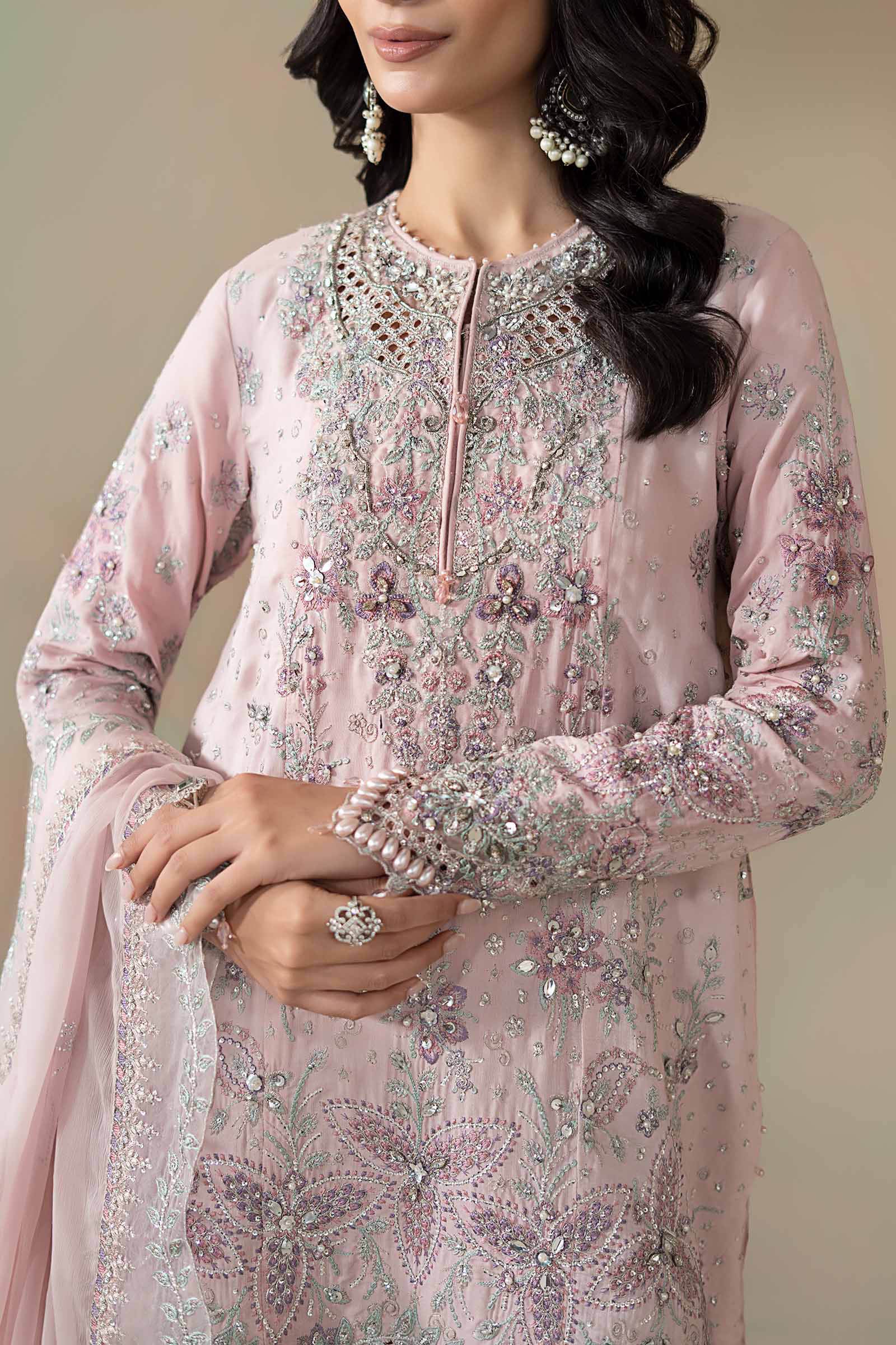 3 Piece Embroidered Raw Silk Suit
