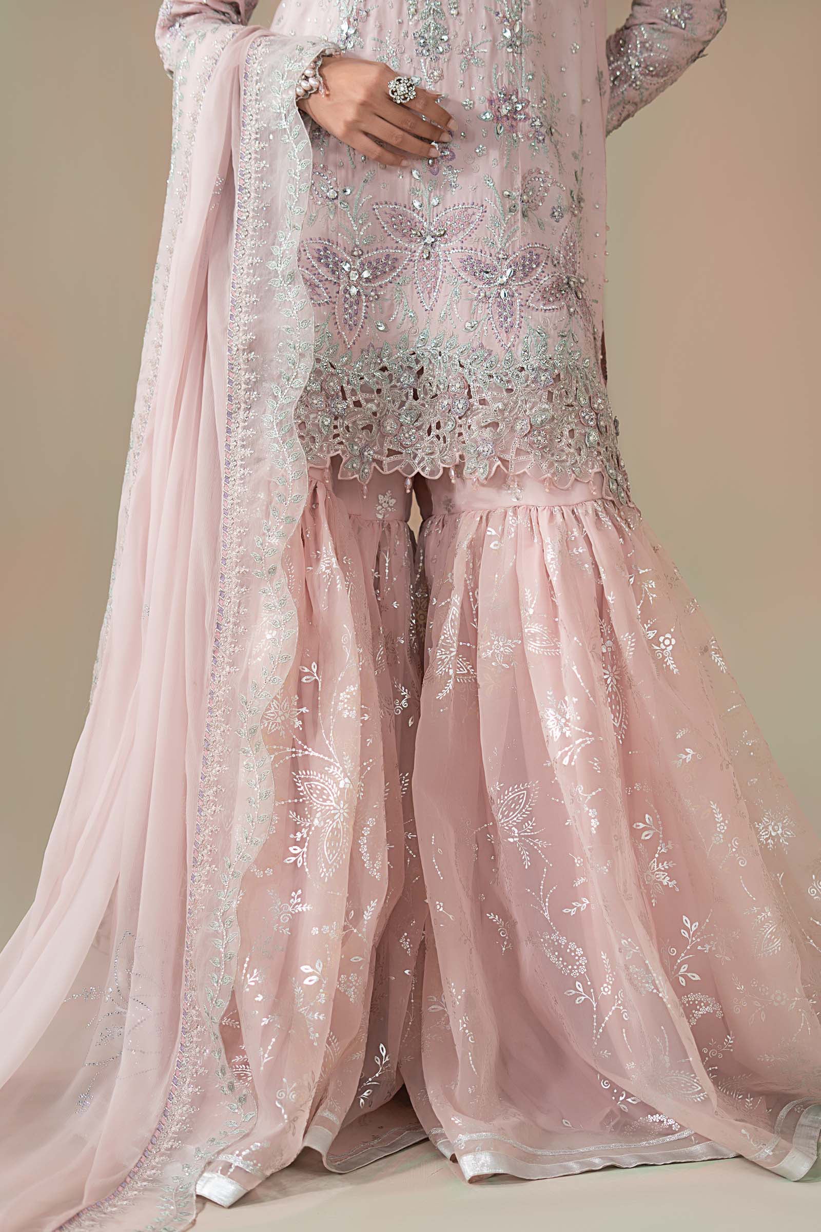 3 Piece Embroidered Raw Silk Suit