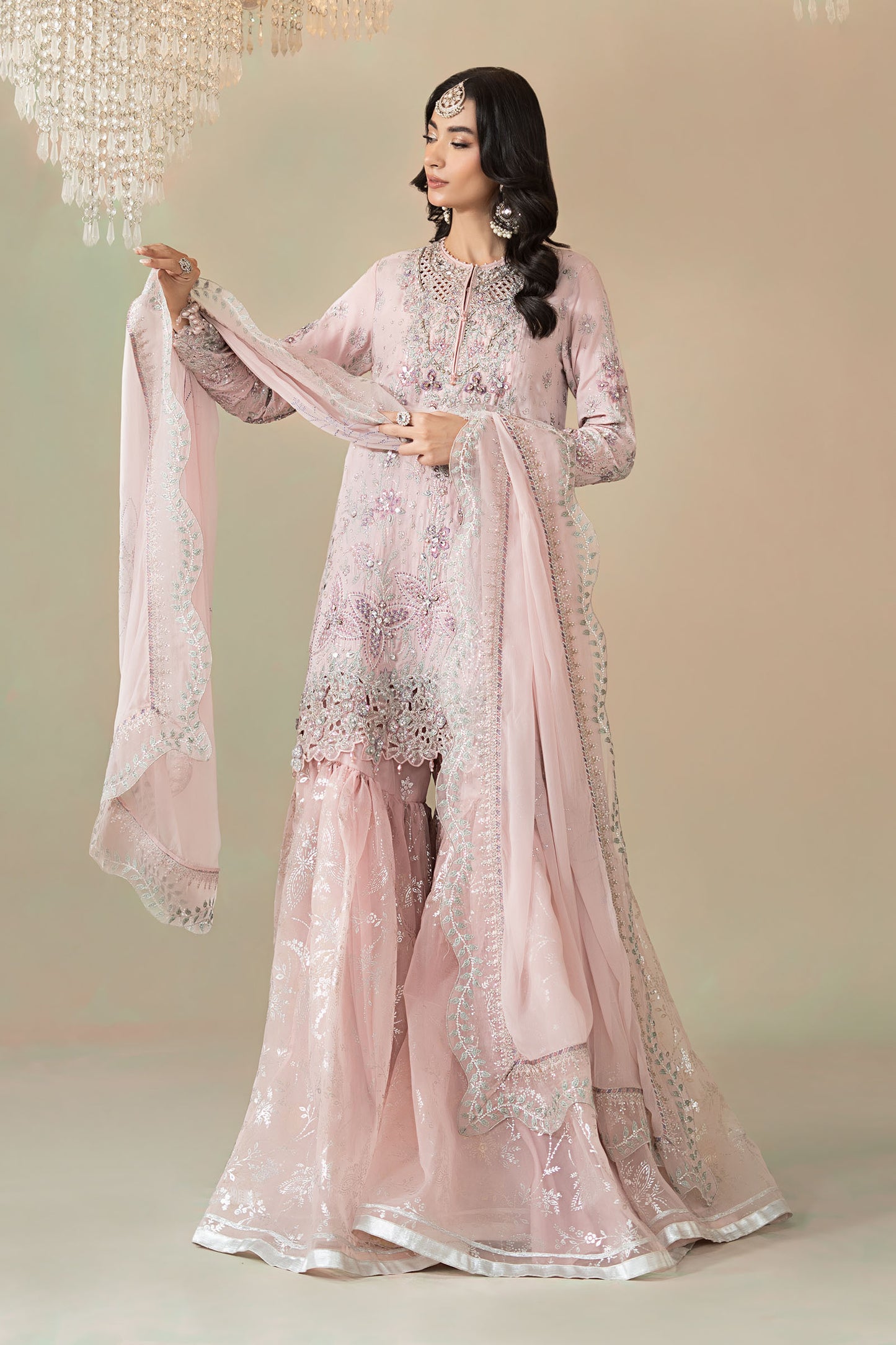 3 Piece Embroidered Raw Silk Suit