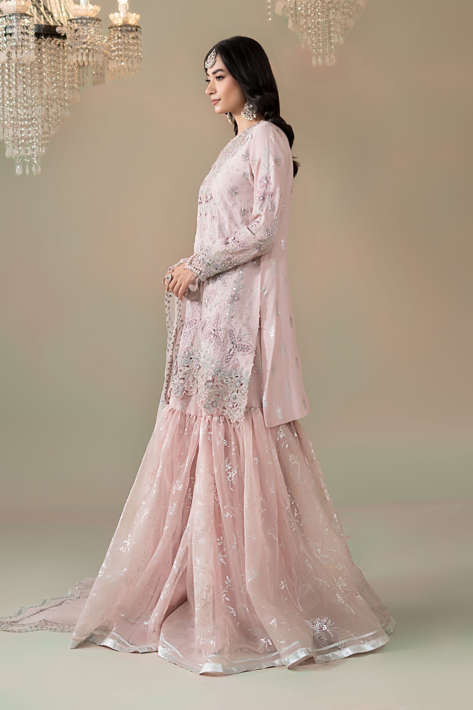 3 Piece Embroidered Raw Silk Suit