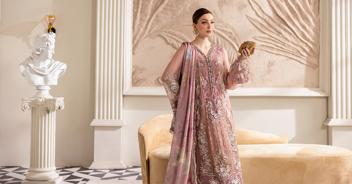 3 Piece Unstitched Embroidered Chiffon Suit | MPC-25-105