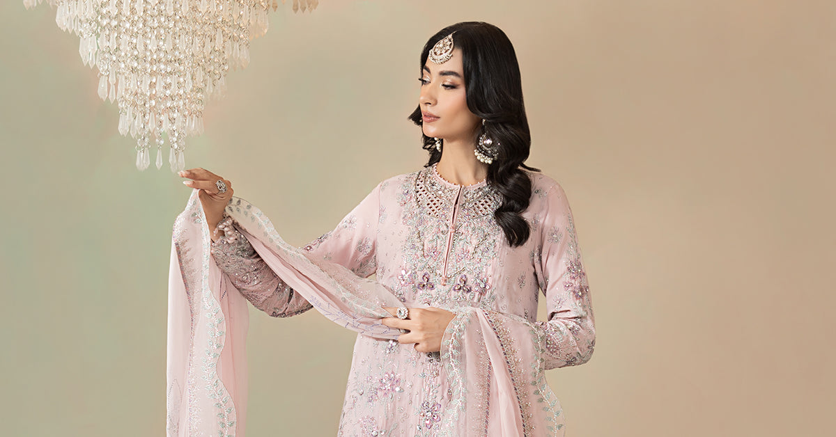 3 Piece Embroidered Raw Silk Suit