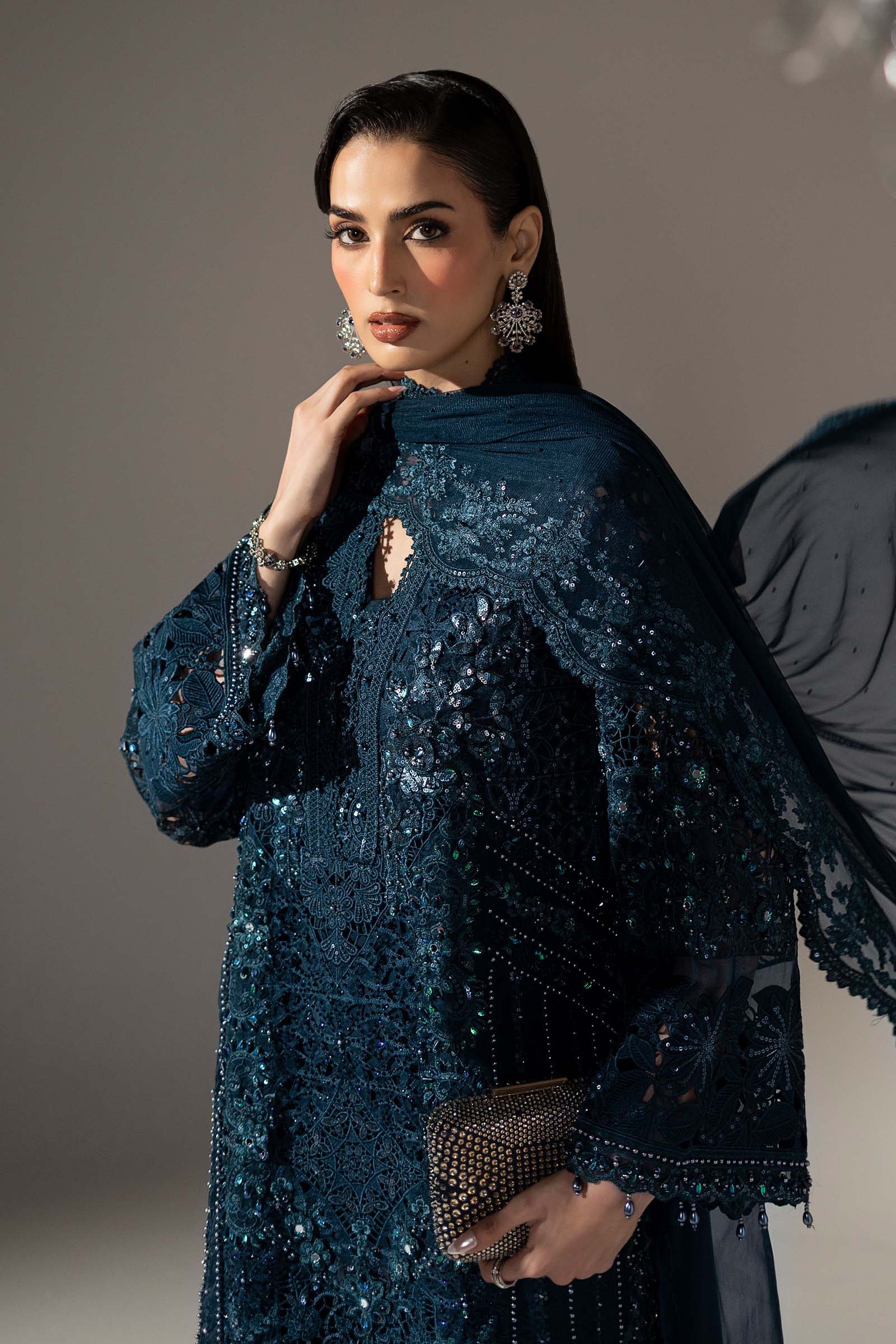 3 Piece Embroidered Organza Suit