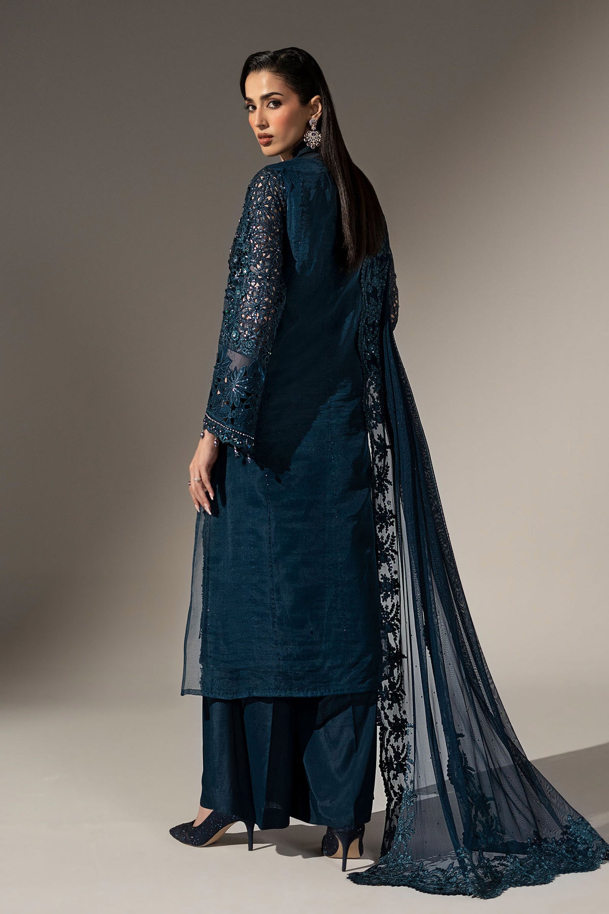 3 Piece Embroidered Organza Suit