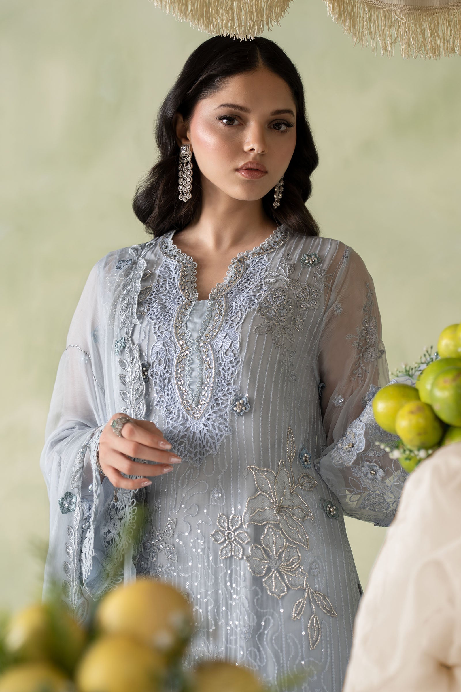 3 Piece Embroidered Chiffon Suit