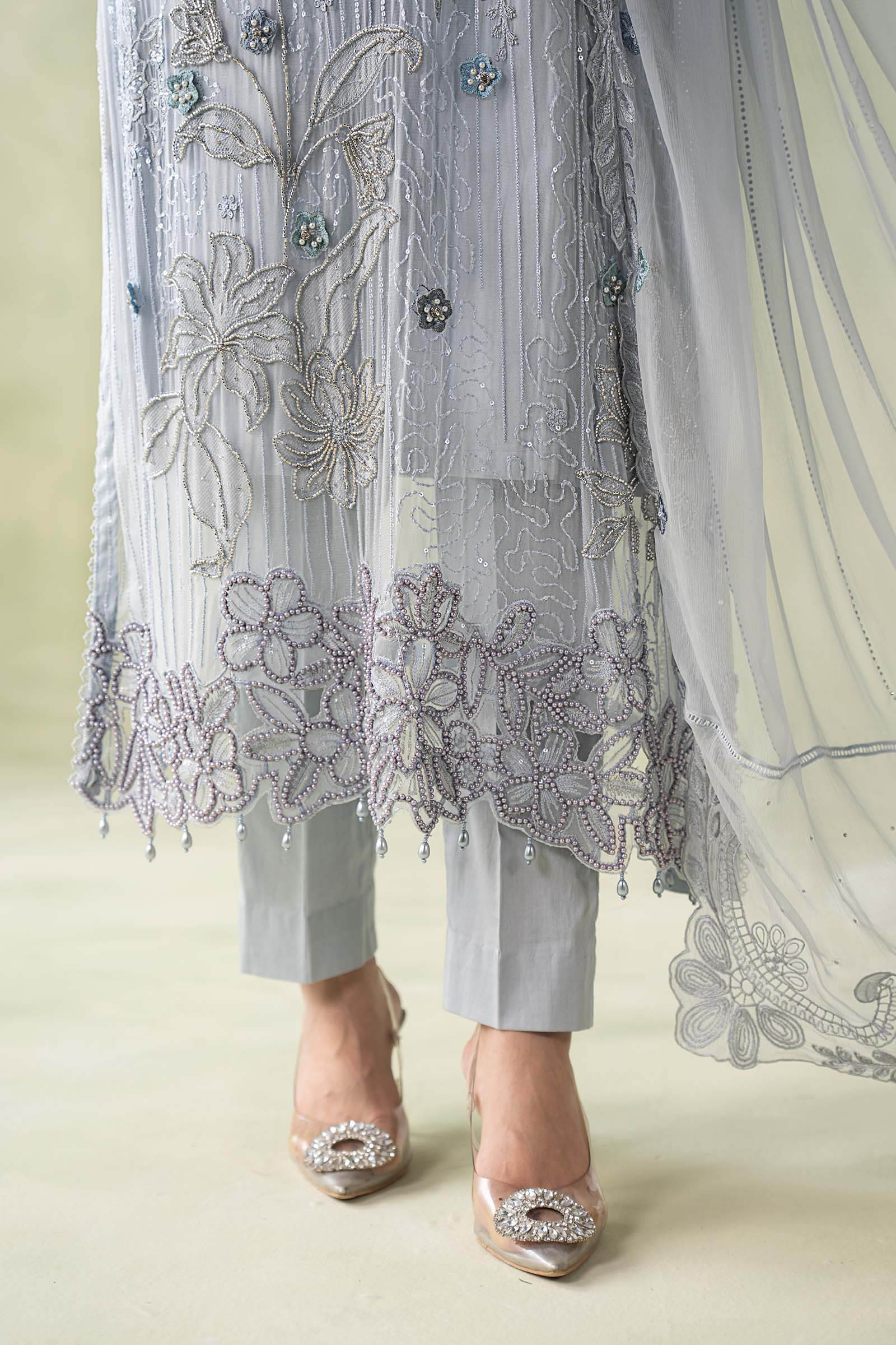 3 Piece Embroidered Chiffon Suit