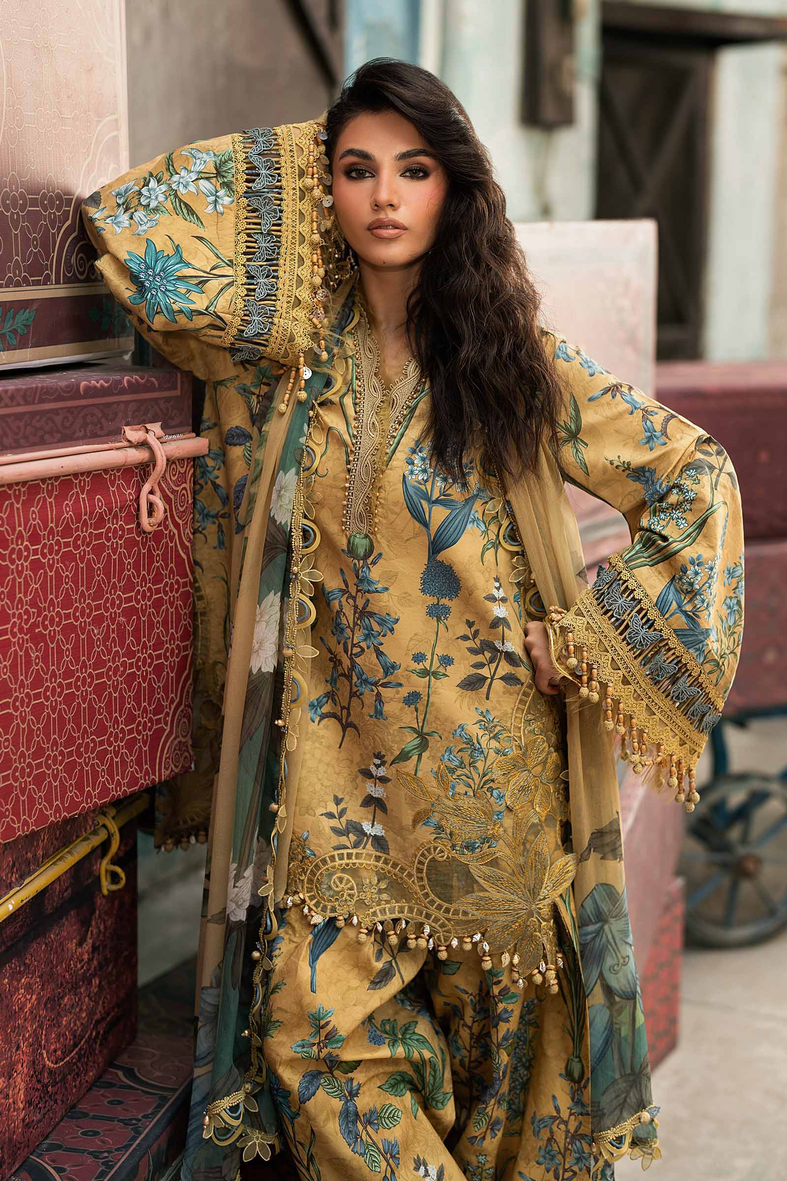 3 Piece Unstitched Embroidered Cambric Suit