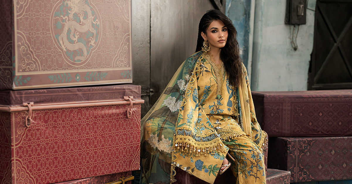 3 Piece Unstitched Embroidered Cambric Suit