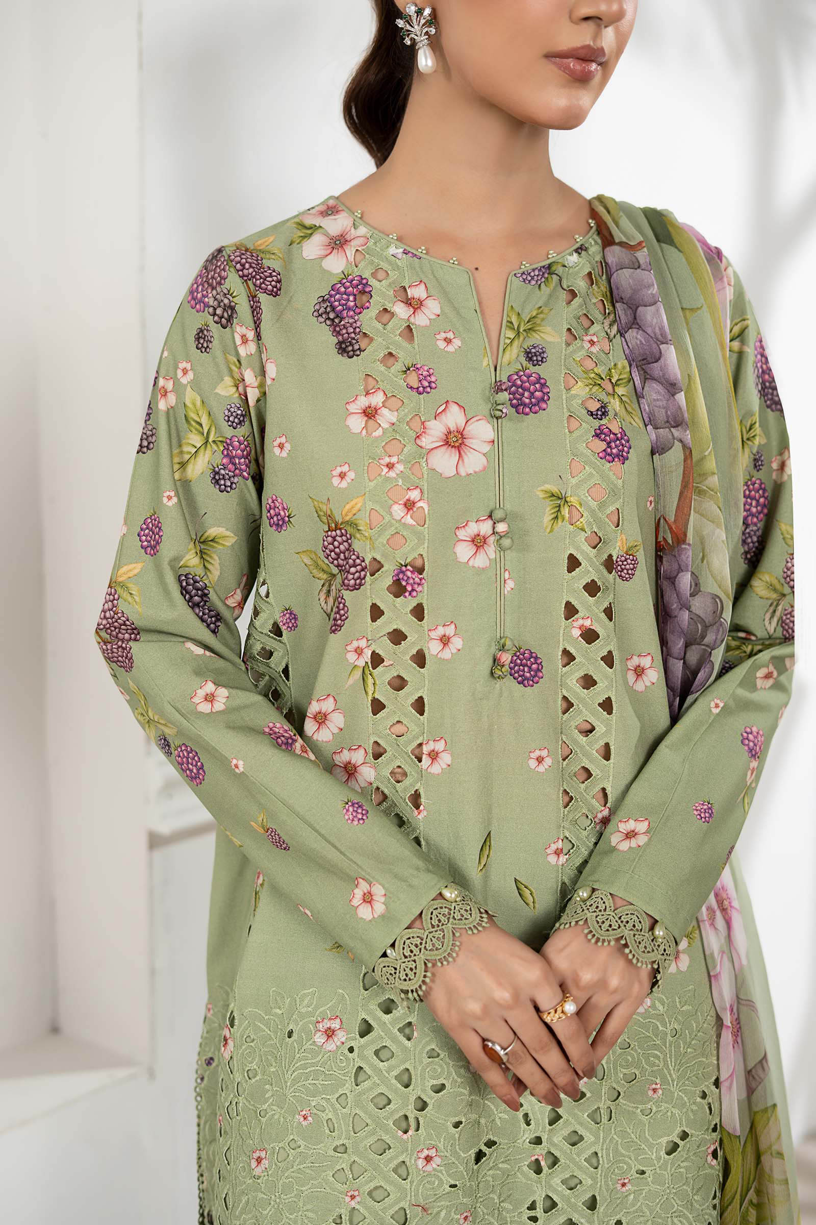 3 Piece Embroidered Cambric Suit