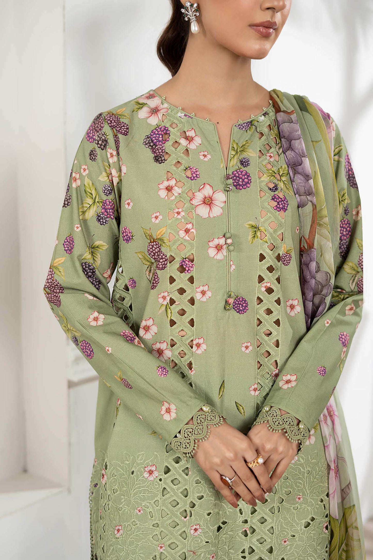 3 Piece Embroidered Cambric Suit