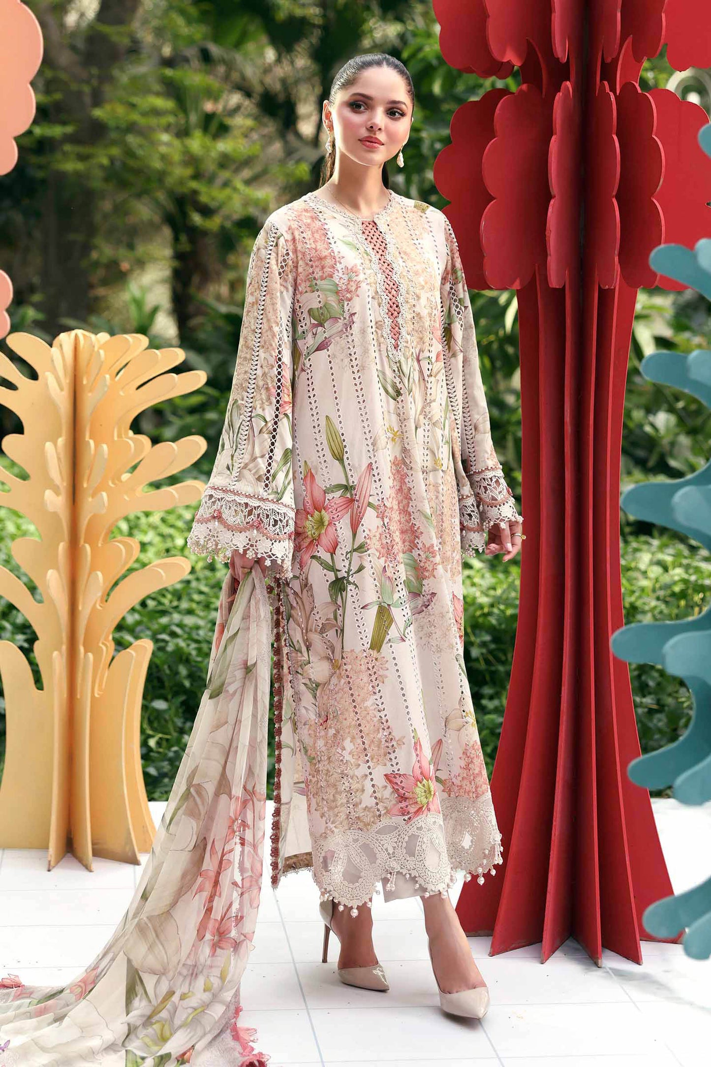 3 Piece Unstitched Embroidered Lawn Suit