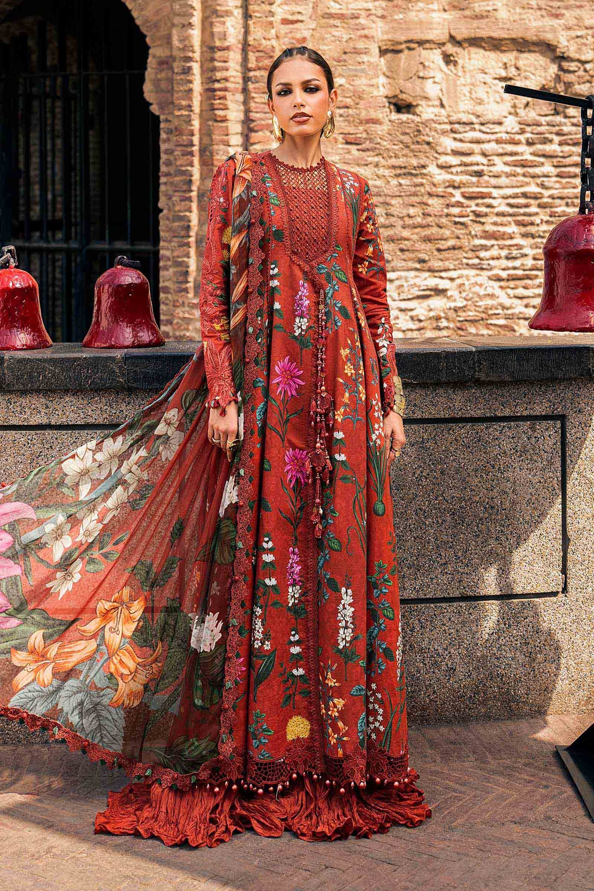3 Piece Unstitched Embroidered Cambric Suit