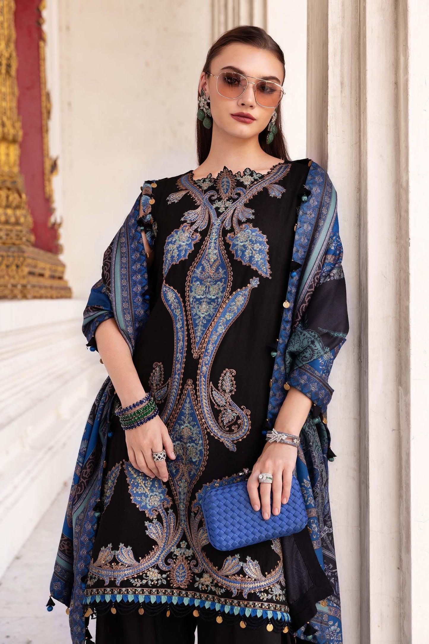 3 Piece Unstitched Embroidered Twill Linen Suit