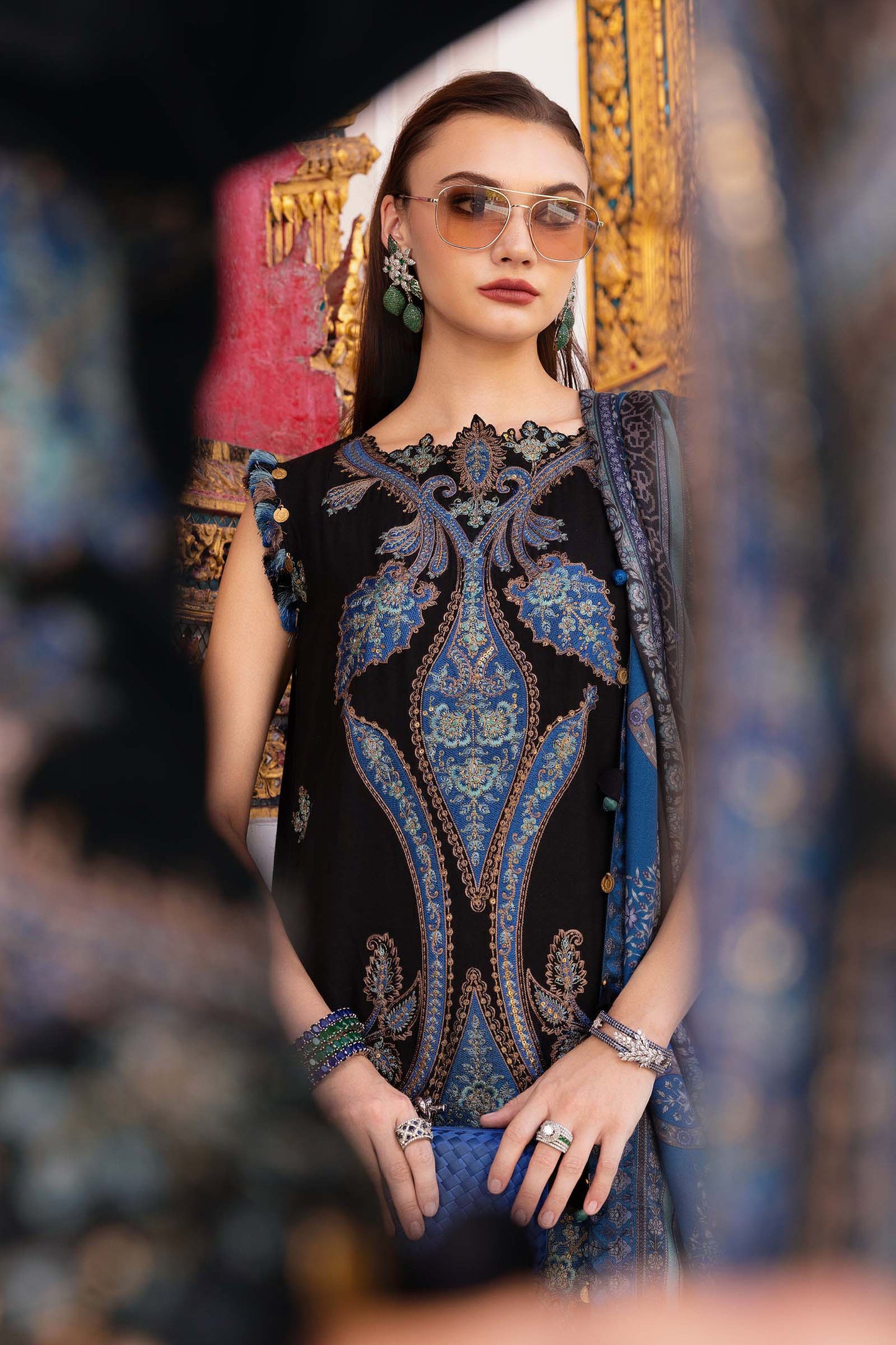3 Piece Unstitched Embroidered Twill Linen Suit