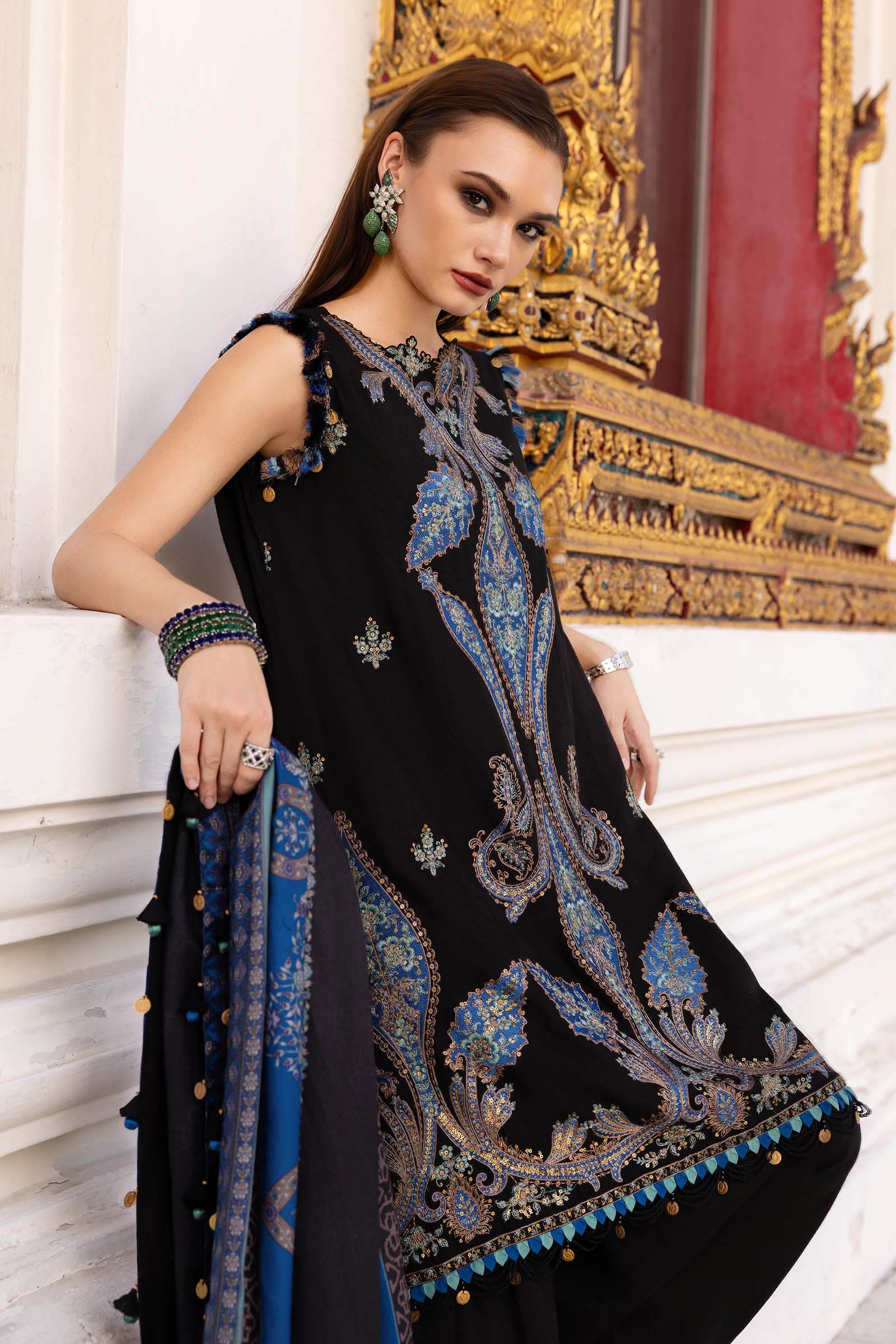 3 Piece Unstitched Embroidered Twill Linen Suit