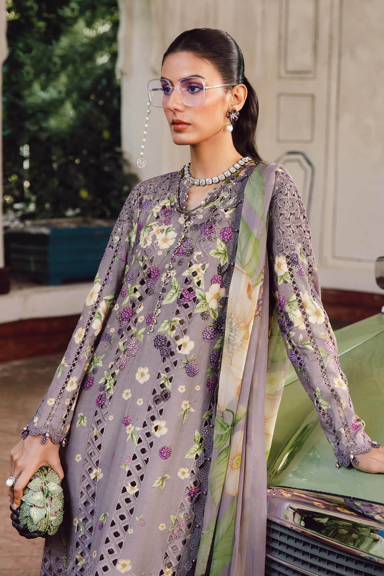 3 Piece Unstitched Embroidered Cambric Suit | MPT-2706-B