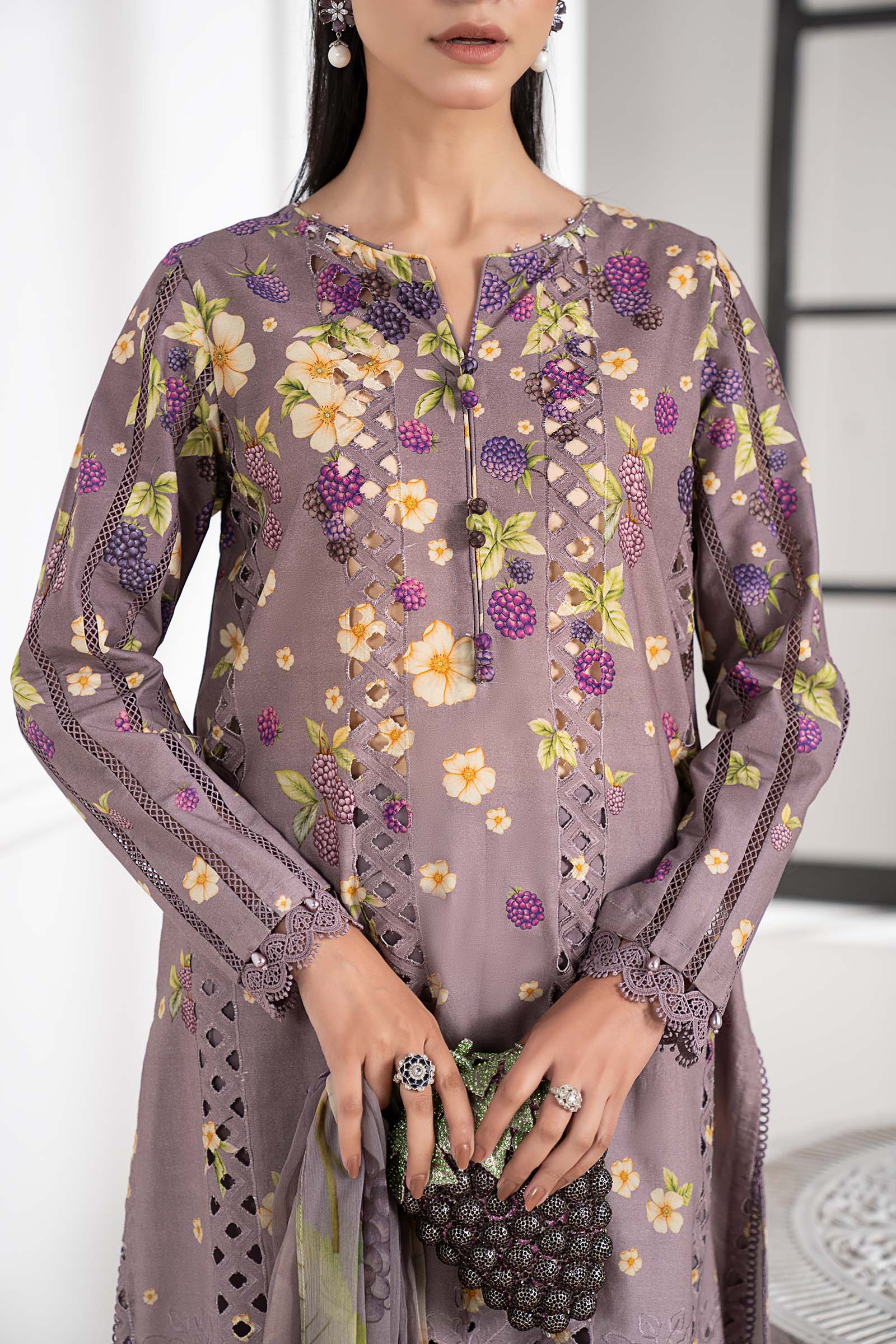 3 Piece Embroidered Cambric Suit